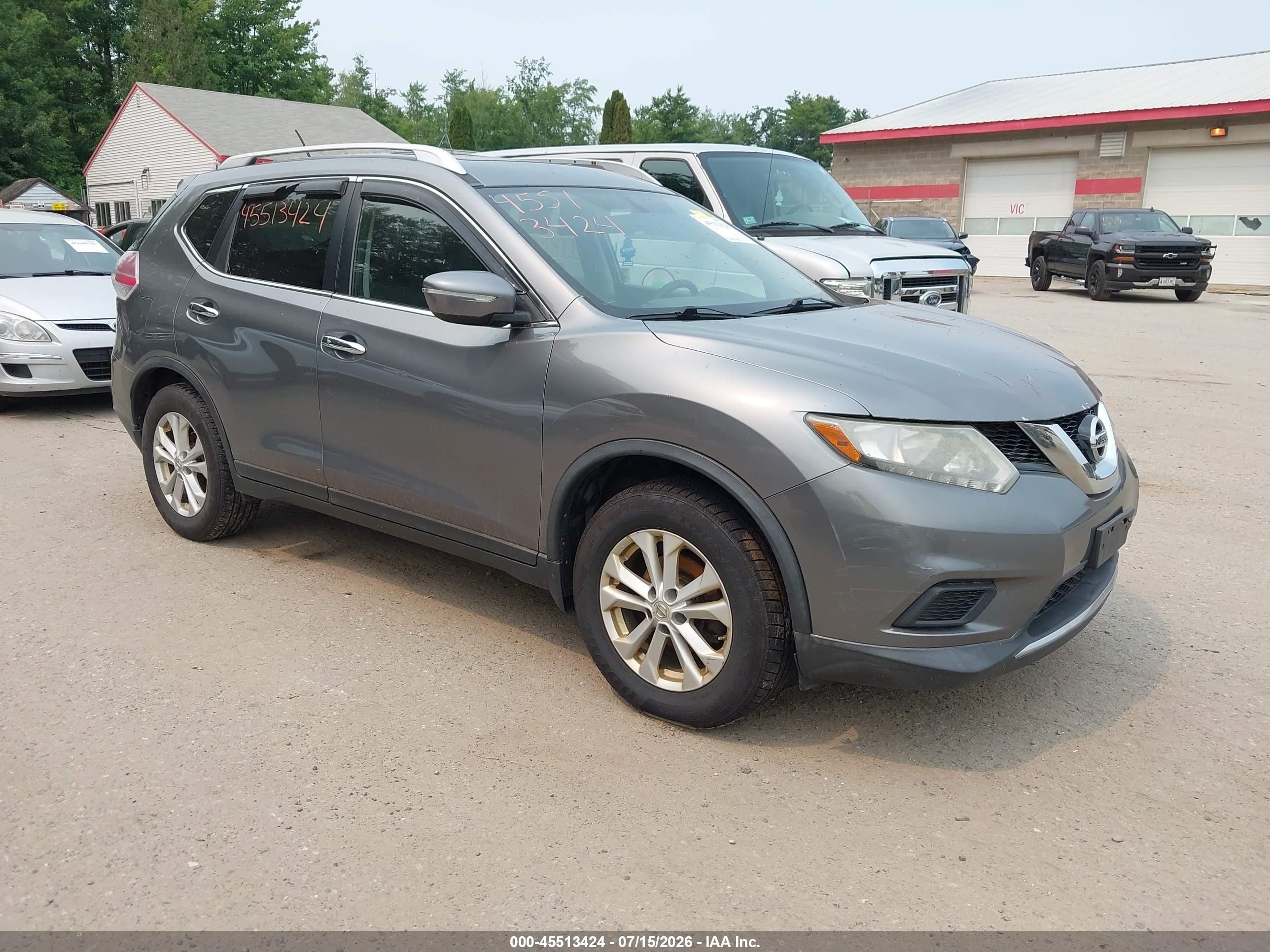 2015 Nissan Rogue Sv Gray vin: KNMAT2MVXFP554417
