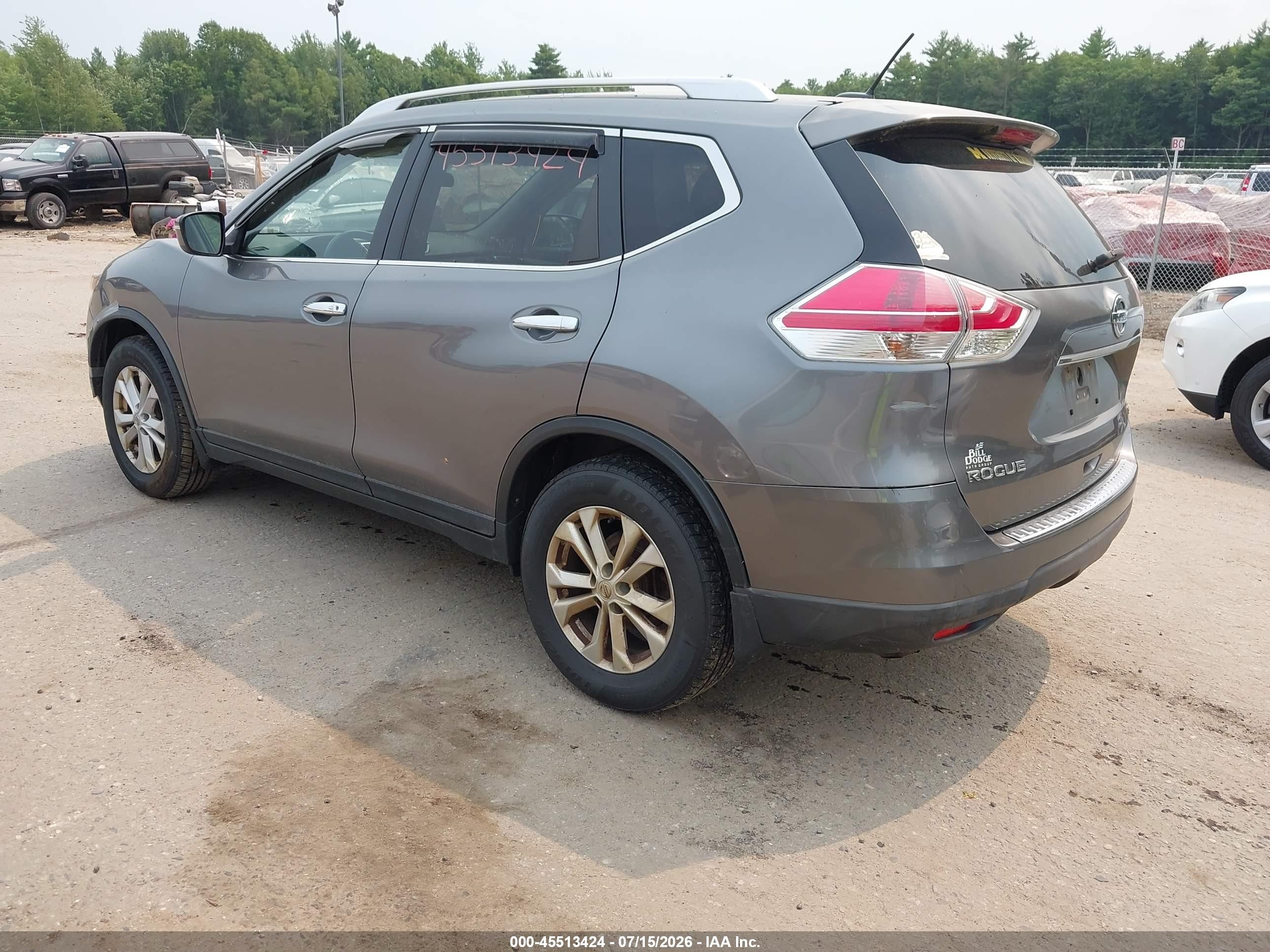 2015 Nissan Rogue Sv Gray vin: KNMAT2MVXFP554417