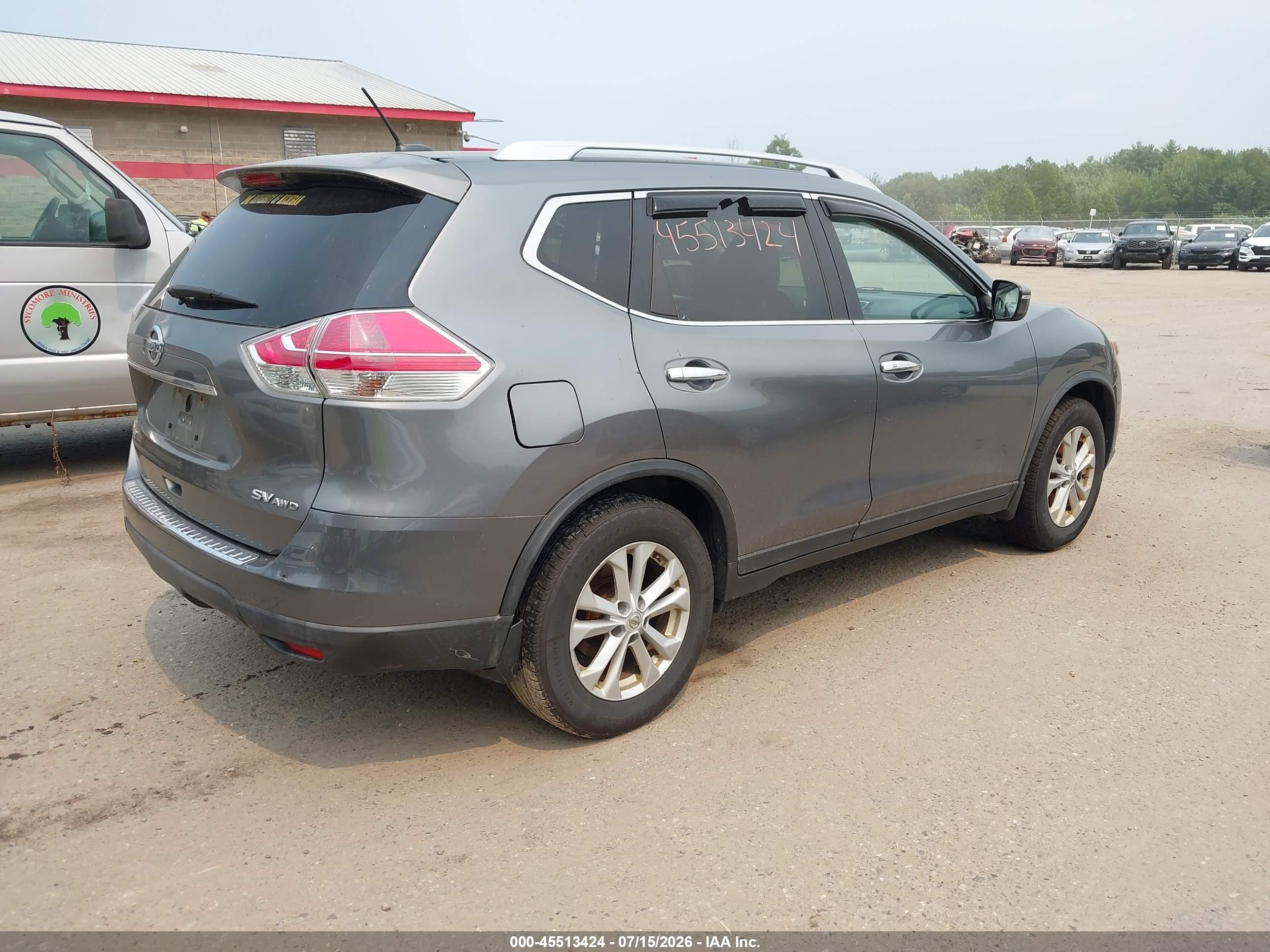 2015 Nissan Rogue Sv Gray vin: KNMAT2MVXFP554417