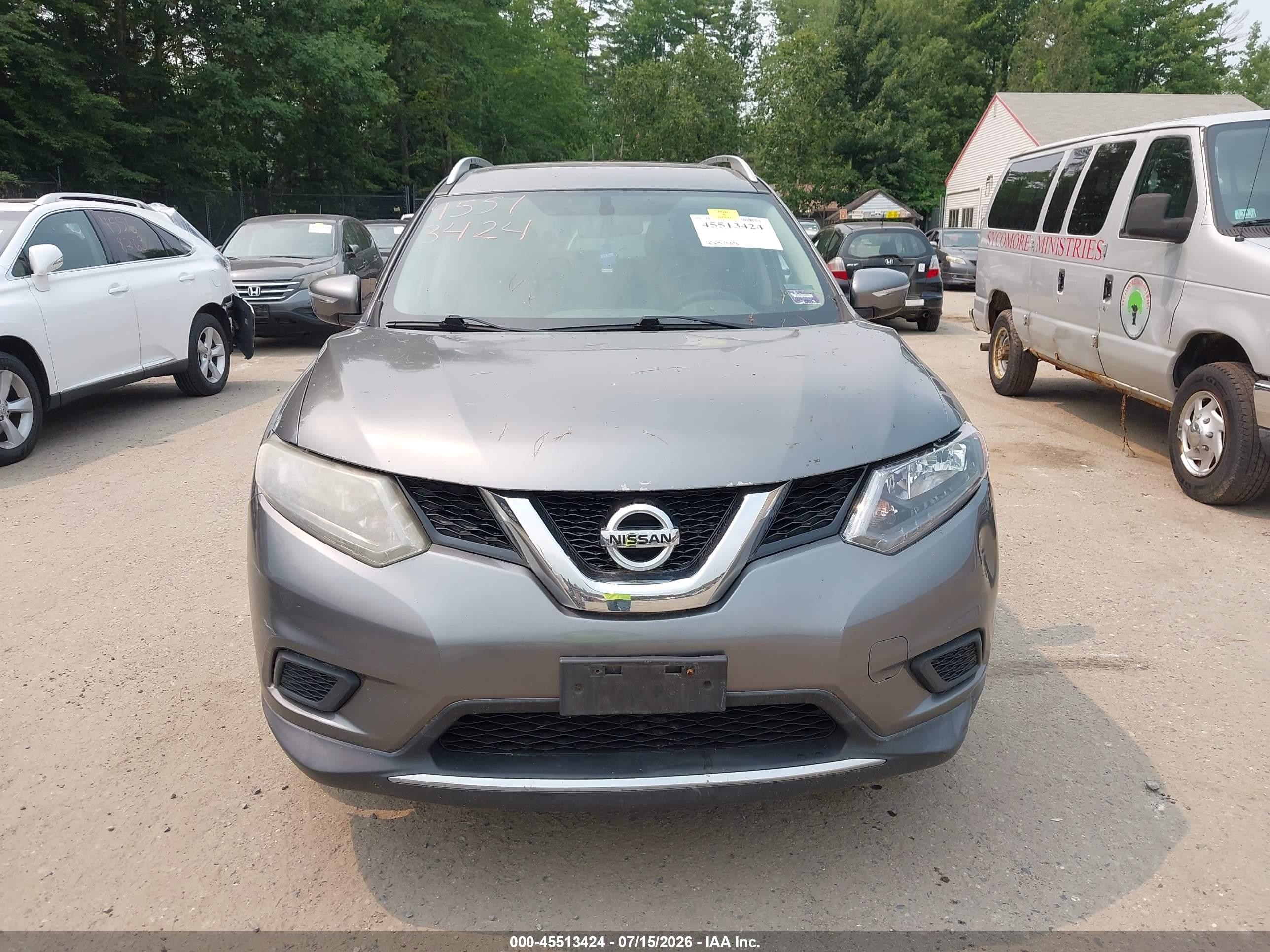 2015 Nissan Rogue Sv Gray vin: KNMAT2MVXFP554417