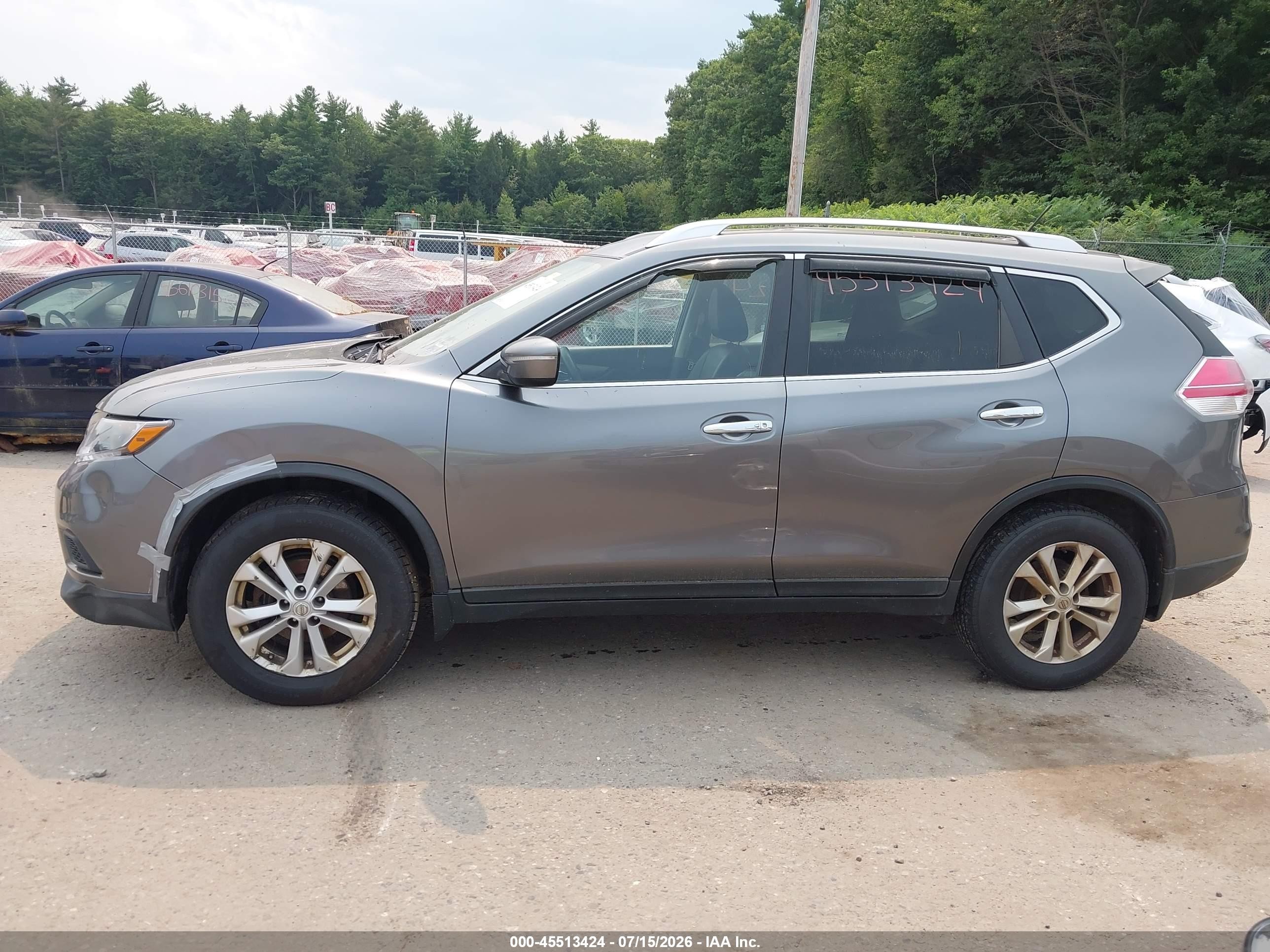 2015 Nissan Rogue Sv Gray vin: KNMAT2MVXFP554417