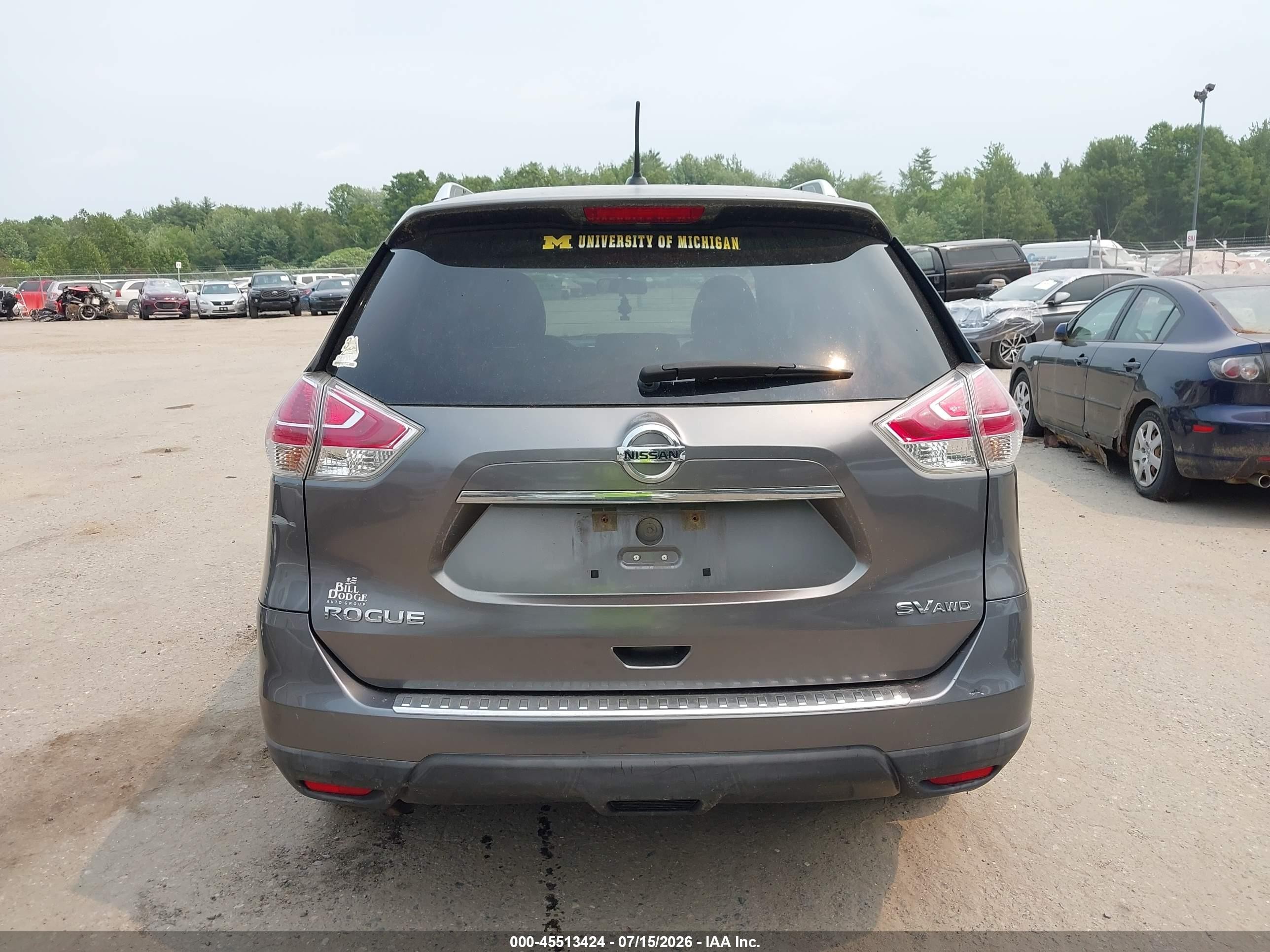 2015 Nissan Rogue Sv Gray vin: KNMAT2MVXFP554417