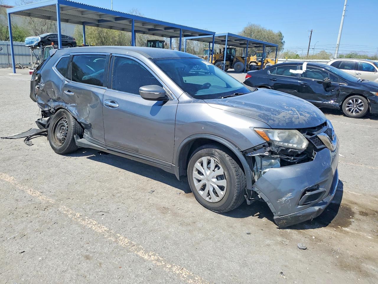 2015 Nissan Rogue S Gray vin: KNMAT2MVXFP567782