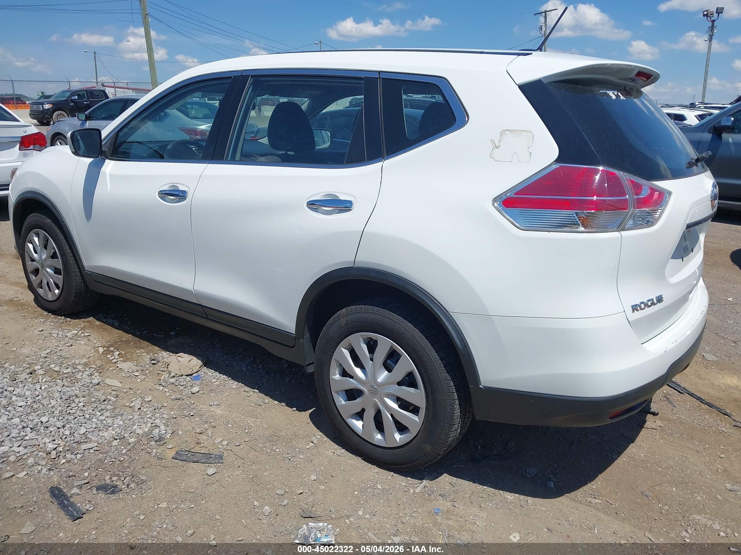 2015 Nissan Rogue S White vin: KNMAT2MVXFP577373