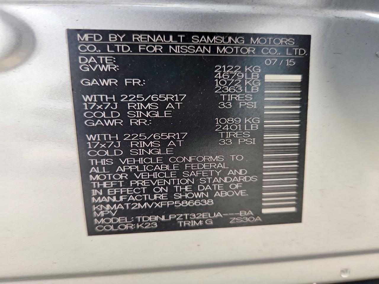 2015 Nissan Rogue S Silver vin: KNMAT2MVXFP586638