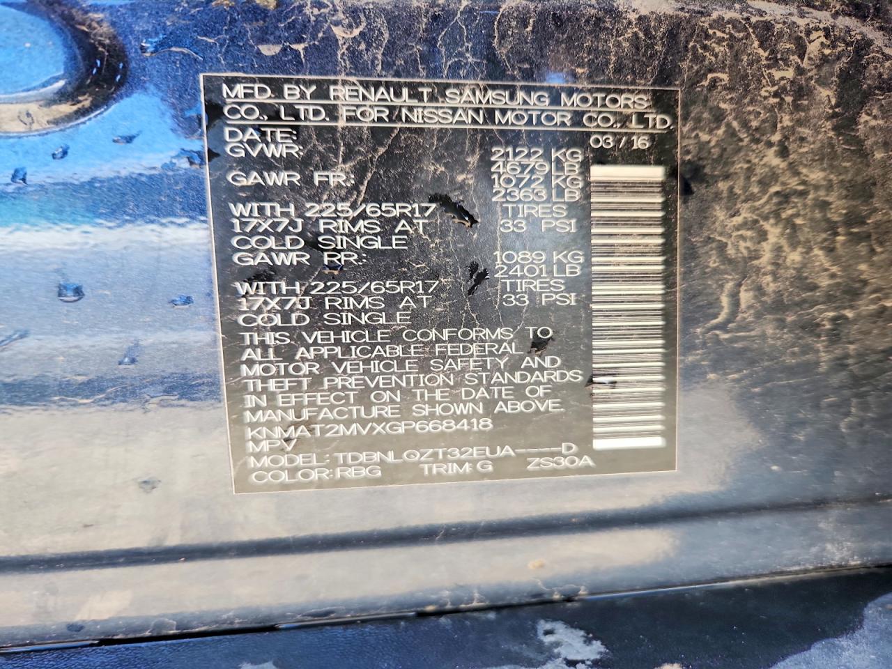 2016 Nissan Rogue Sv Синий vin: KNMAT2MVXGP668418