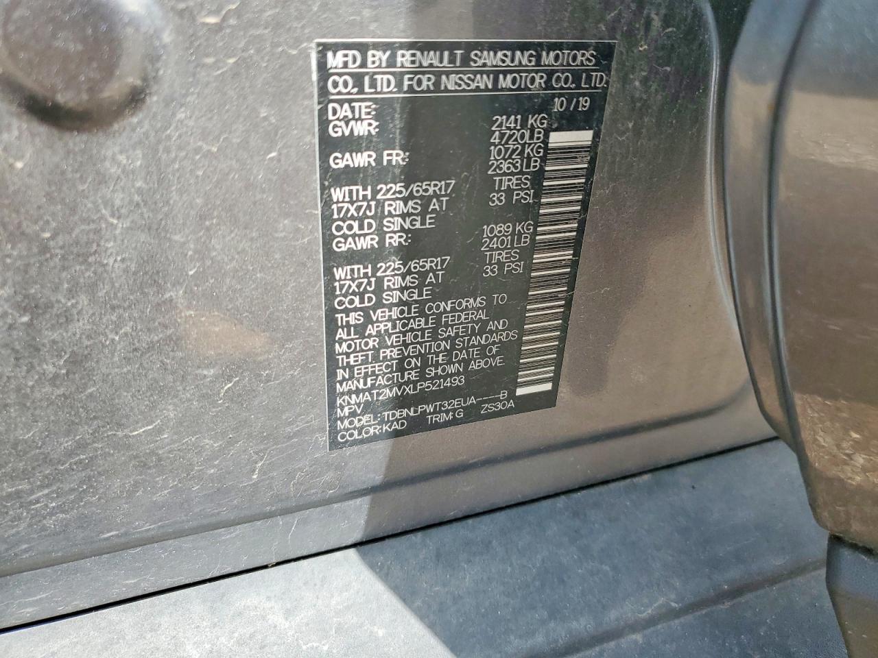 2020 Nissan Rogue S Gray vin: KNMAT2MVXLP521493