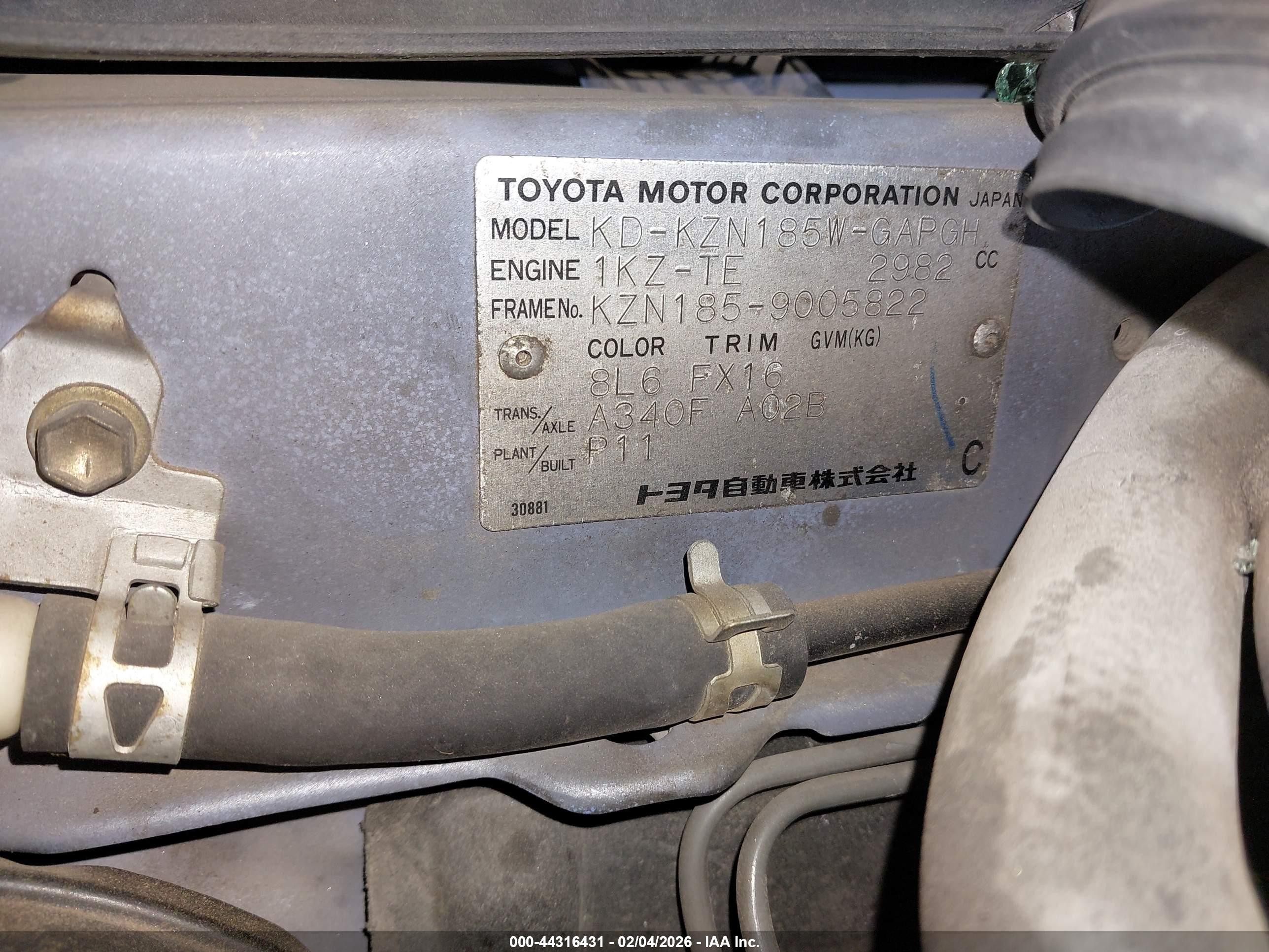 1997 Toyota Other   Light Blue vin: KZN1859005822    