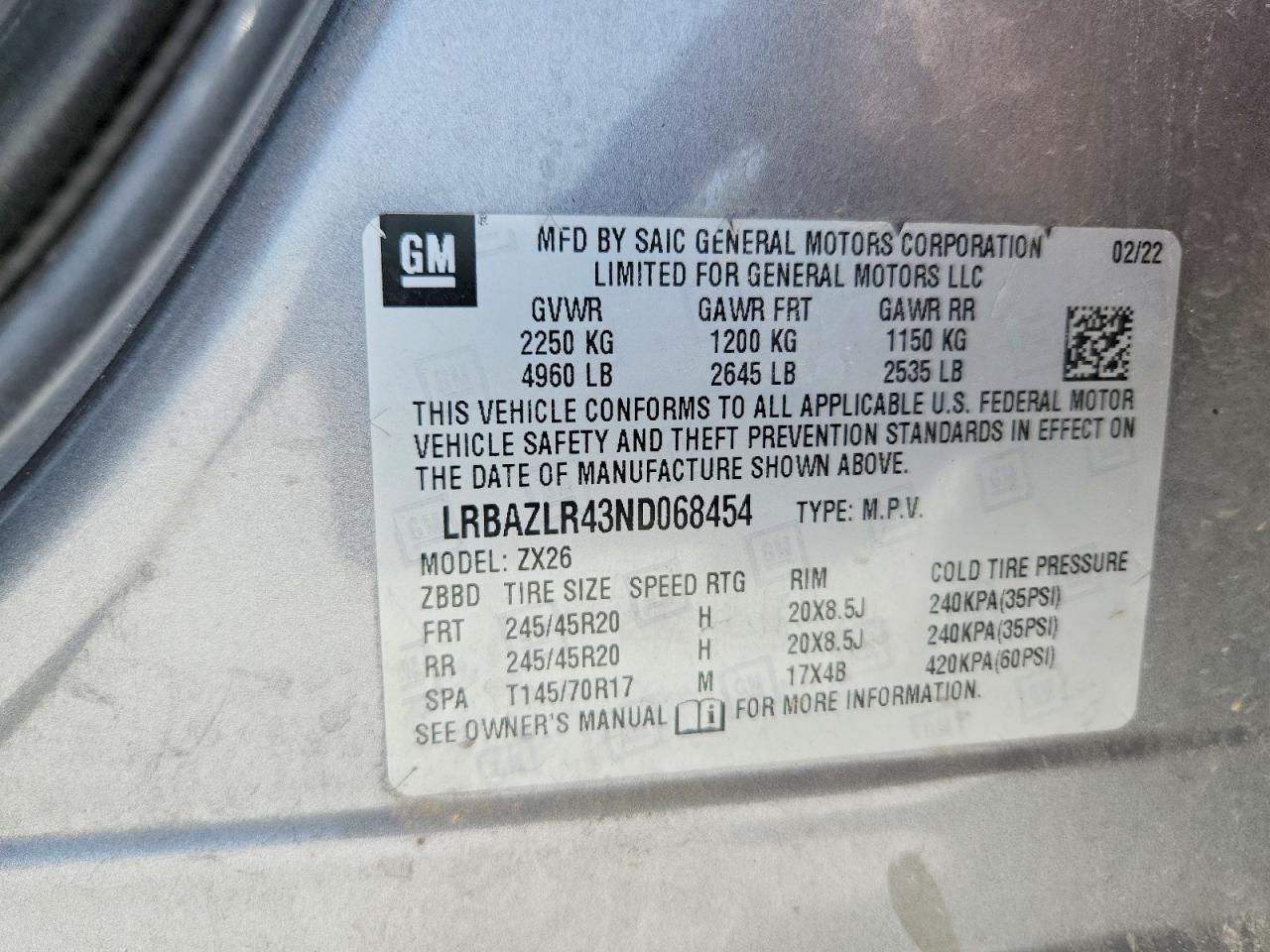 2022 Buick Envision Preferred Silver vin: LRBAZLR43ND068454