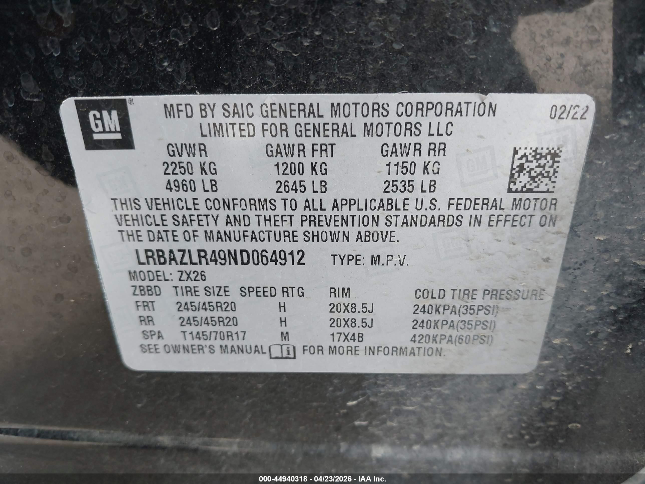 2022 Buick Envision Fwd Preferred Черный vin: LRBAZLR49ND064912