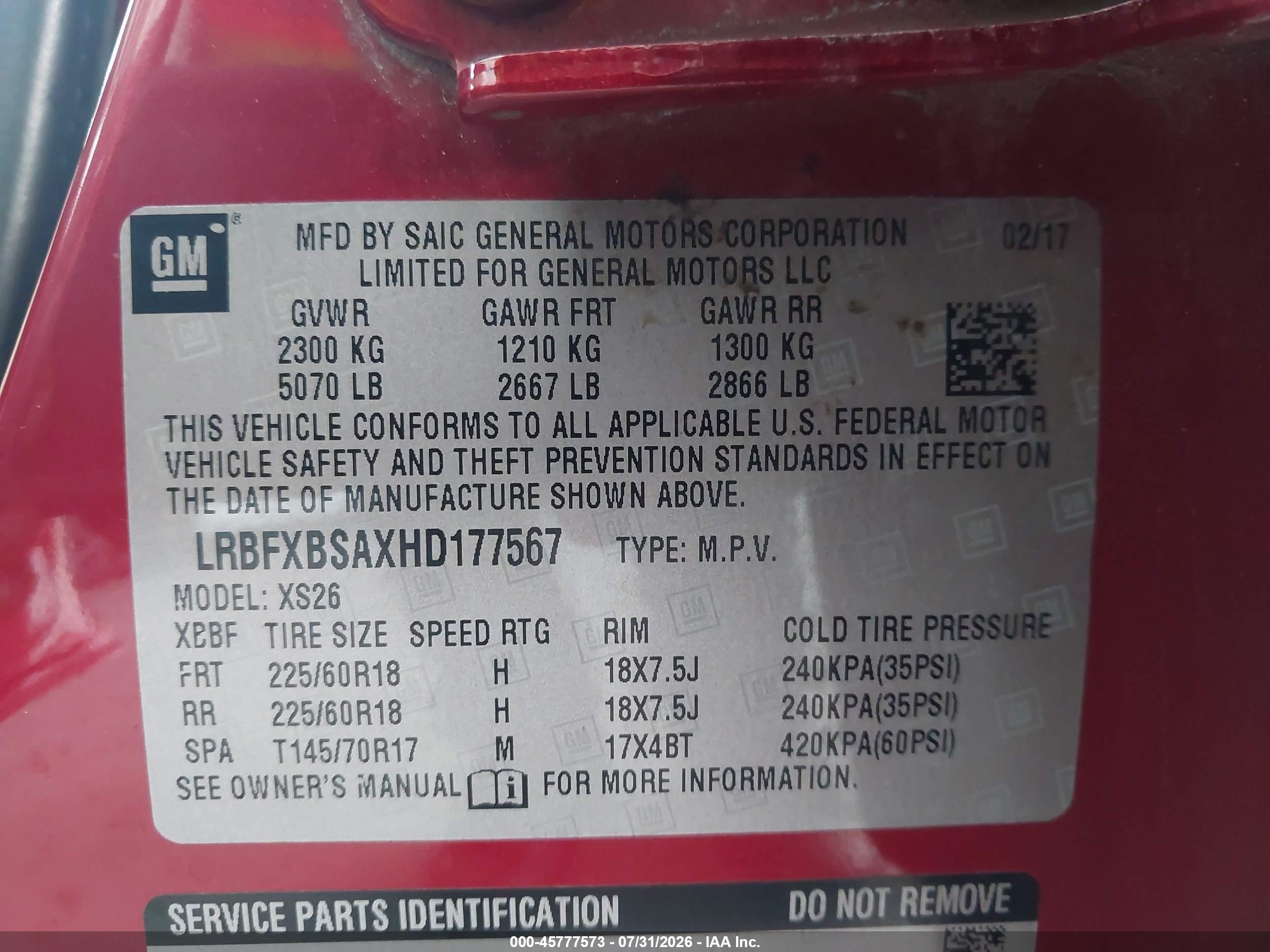 2017 Buick Envision Essence Red vin: LRBFXBSAXHD177567