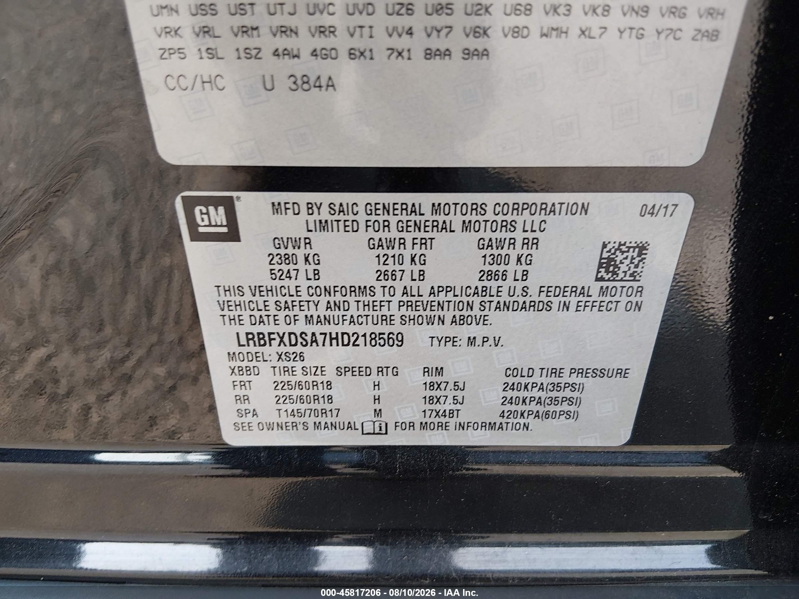 2017 Buick Envision Essence Black vin: LRBFXDSA7HD218569