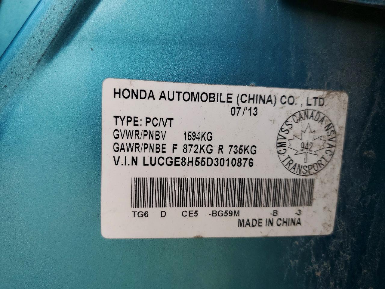 2013 Honda Fit Lx Blue vin: LUCGE8H55D3010876