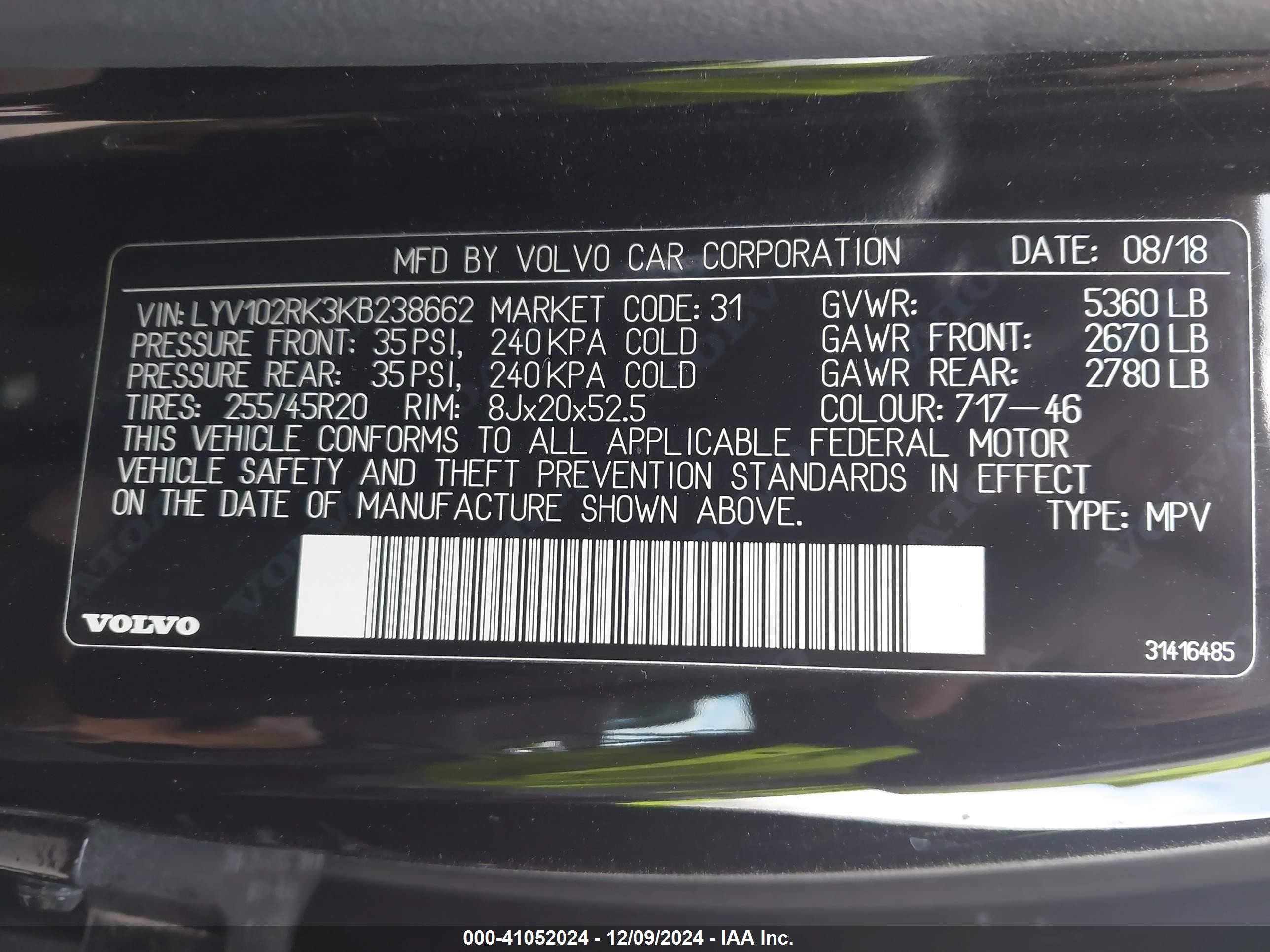 2019 Volvo Xc60 T5 Momentum Black vin: LYV102RK3KB238662