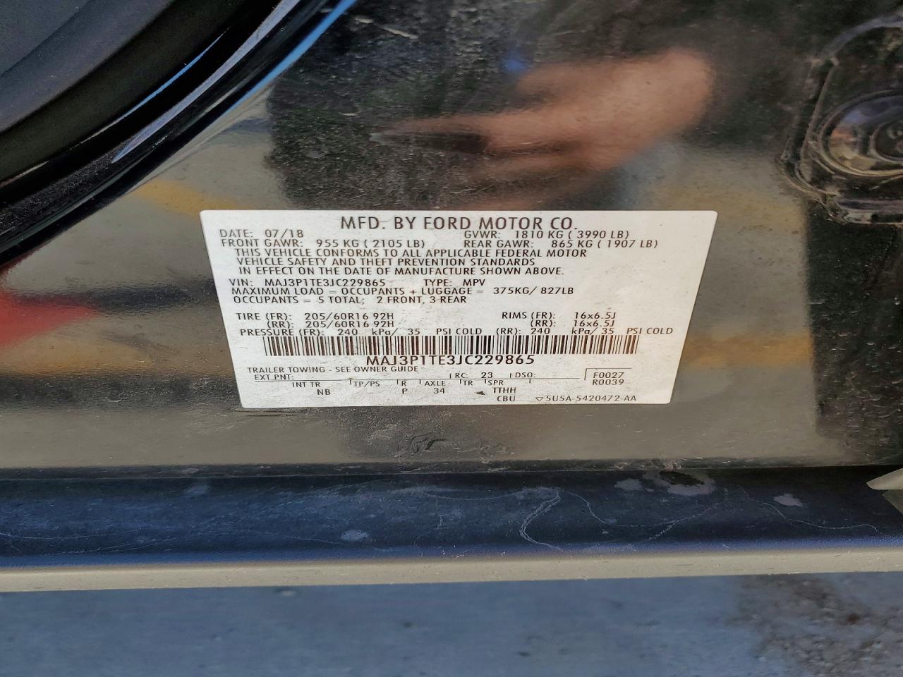2018 Ford Ecosport Se Black vin: MAJ3P1TE3JC229865