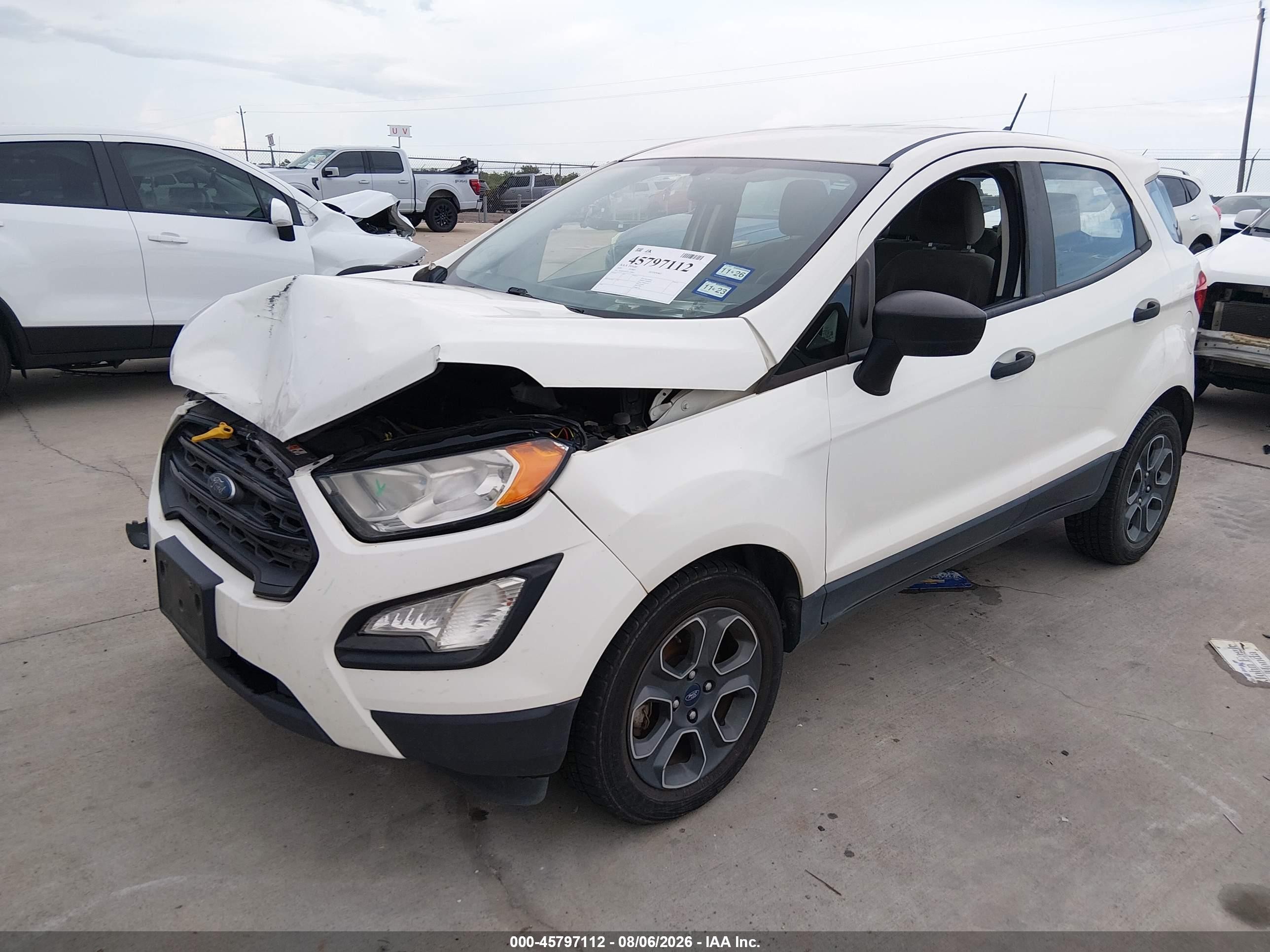 2020 Ford Ecosport S Белый vin: MAJ3S2FE2LC324047