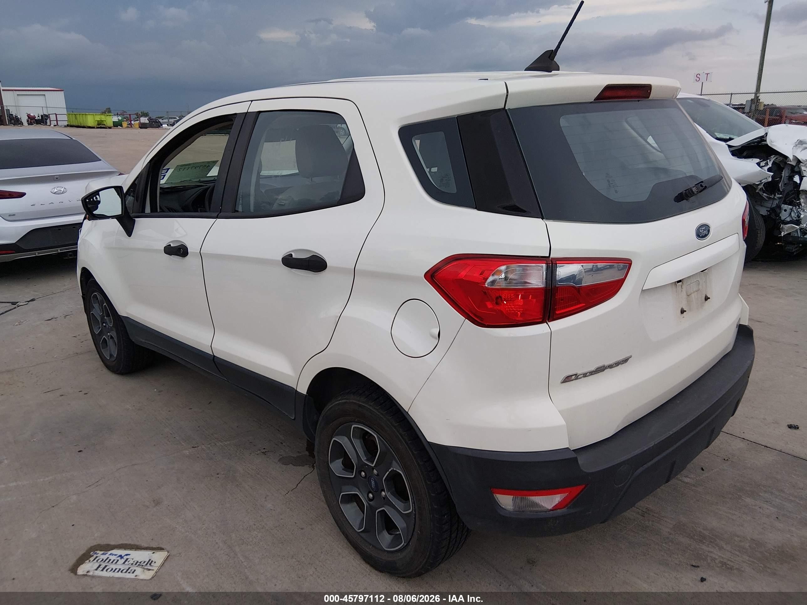 2020 Ford Ecosport S Белый vin: MAJ3S2FE2LC324047