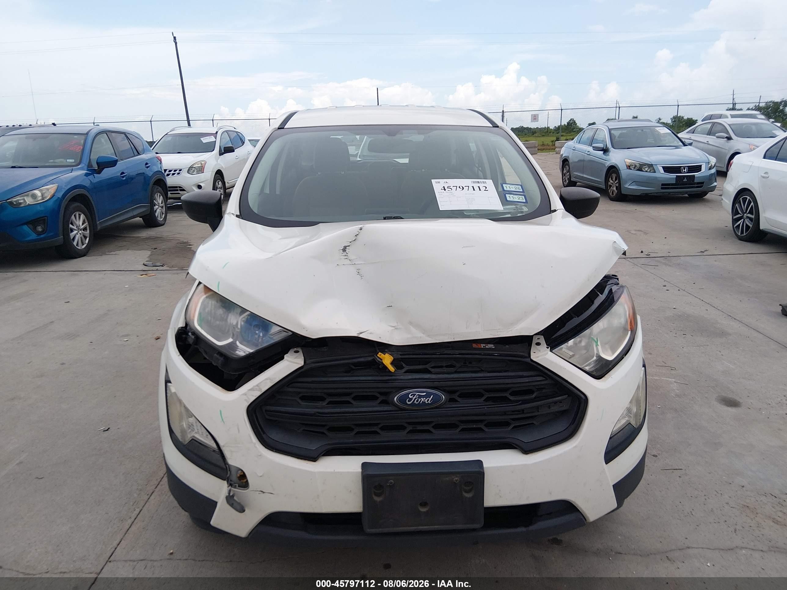 2020 Ford Ecosport S Белый vin: MAJ3S2FE2LC324047