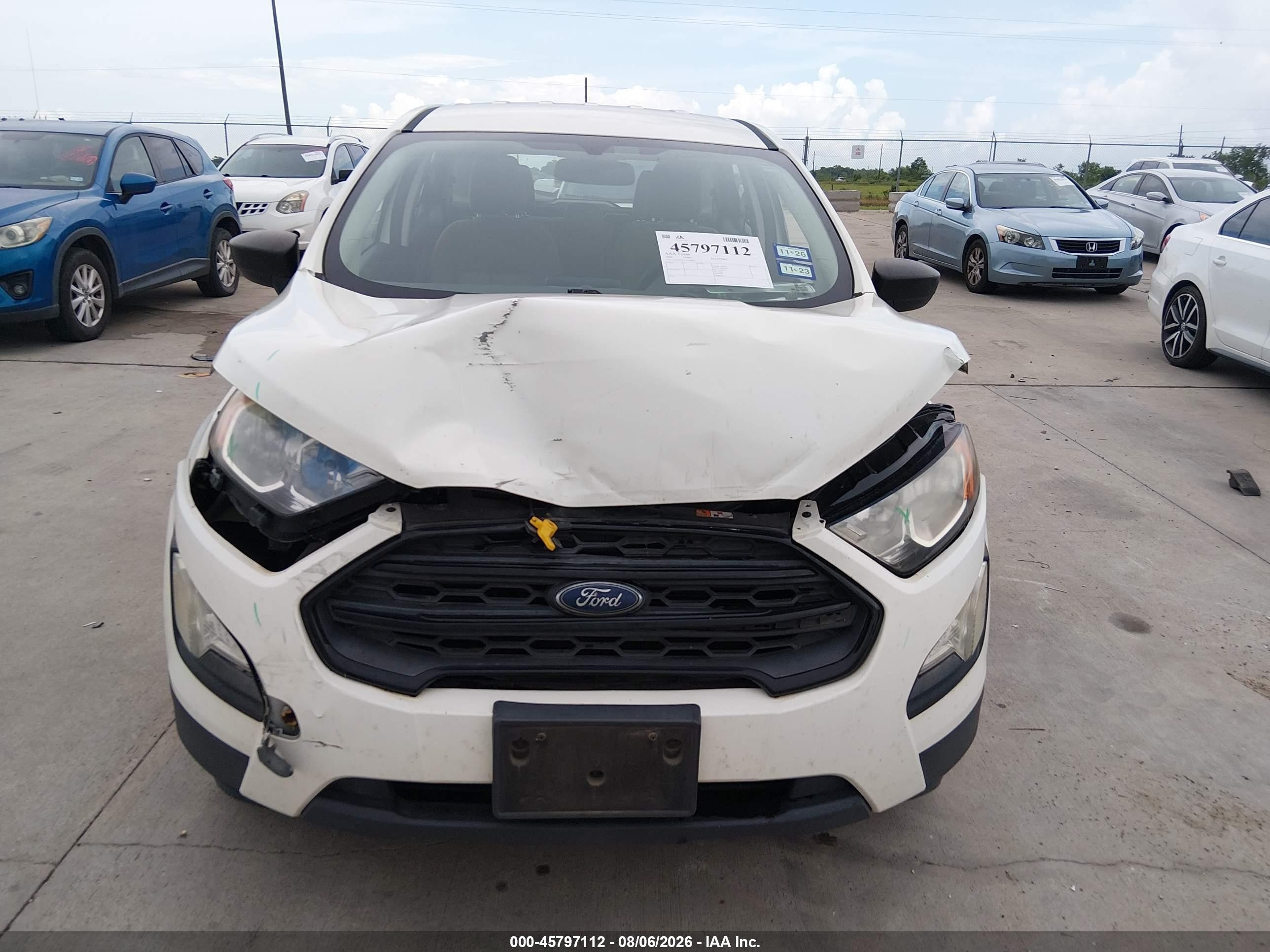 2020 Ford Ecosport S Белый vin: MAJ3S2FE2LC324047