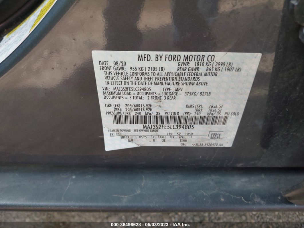 2020 Ford Ecosport S Gray vin: MAJ3S2FE5LC394805