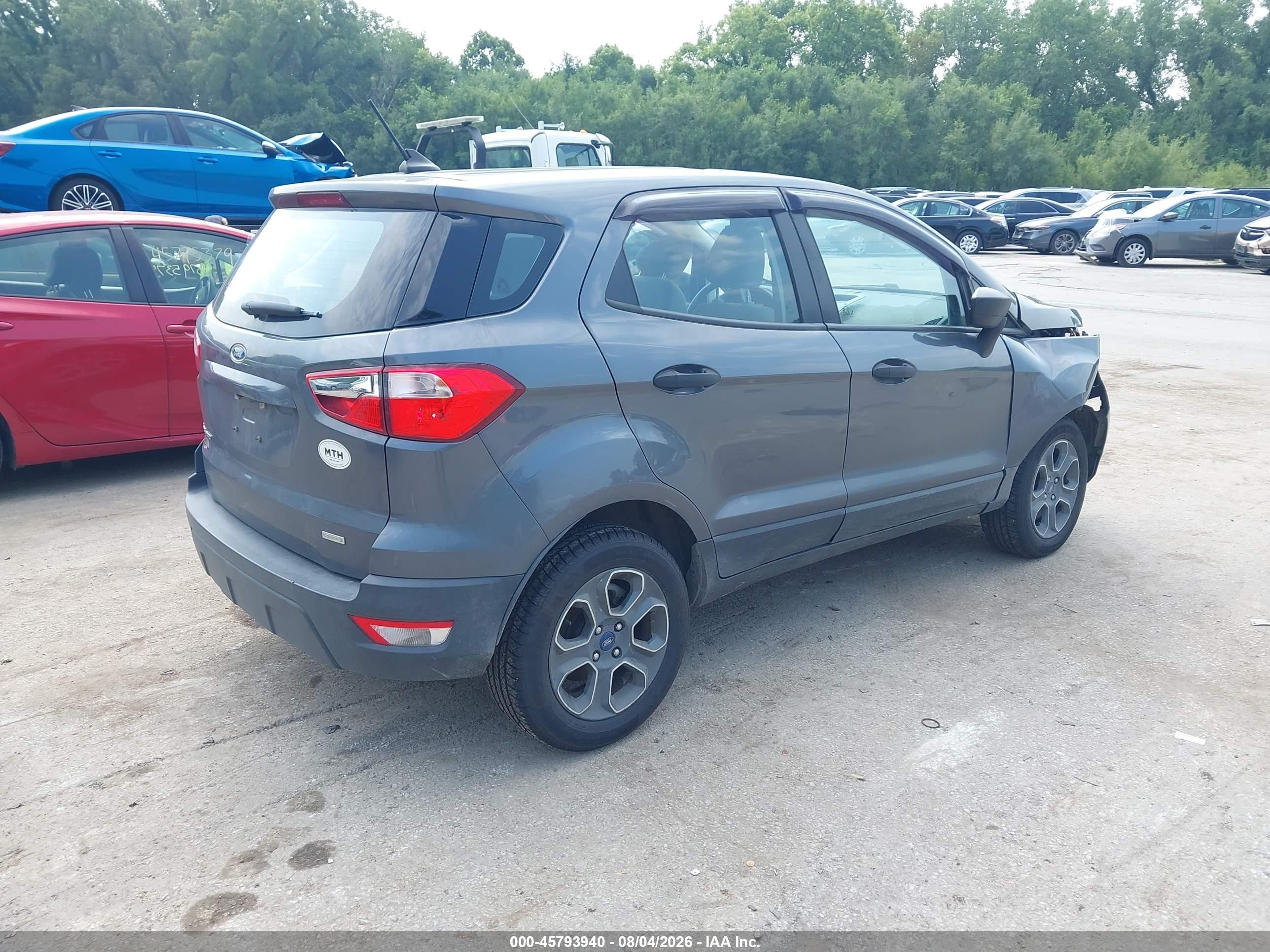 2020 Ford Ecosport S Gray vin: MAJ3S2FE7LC387094