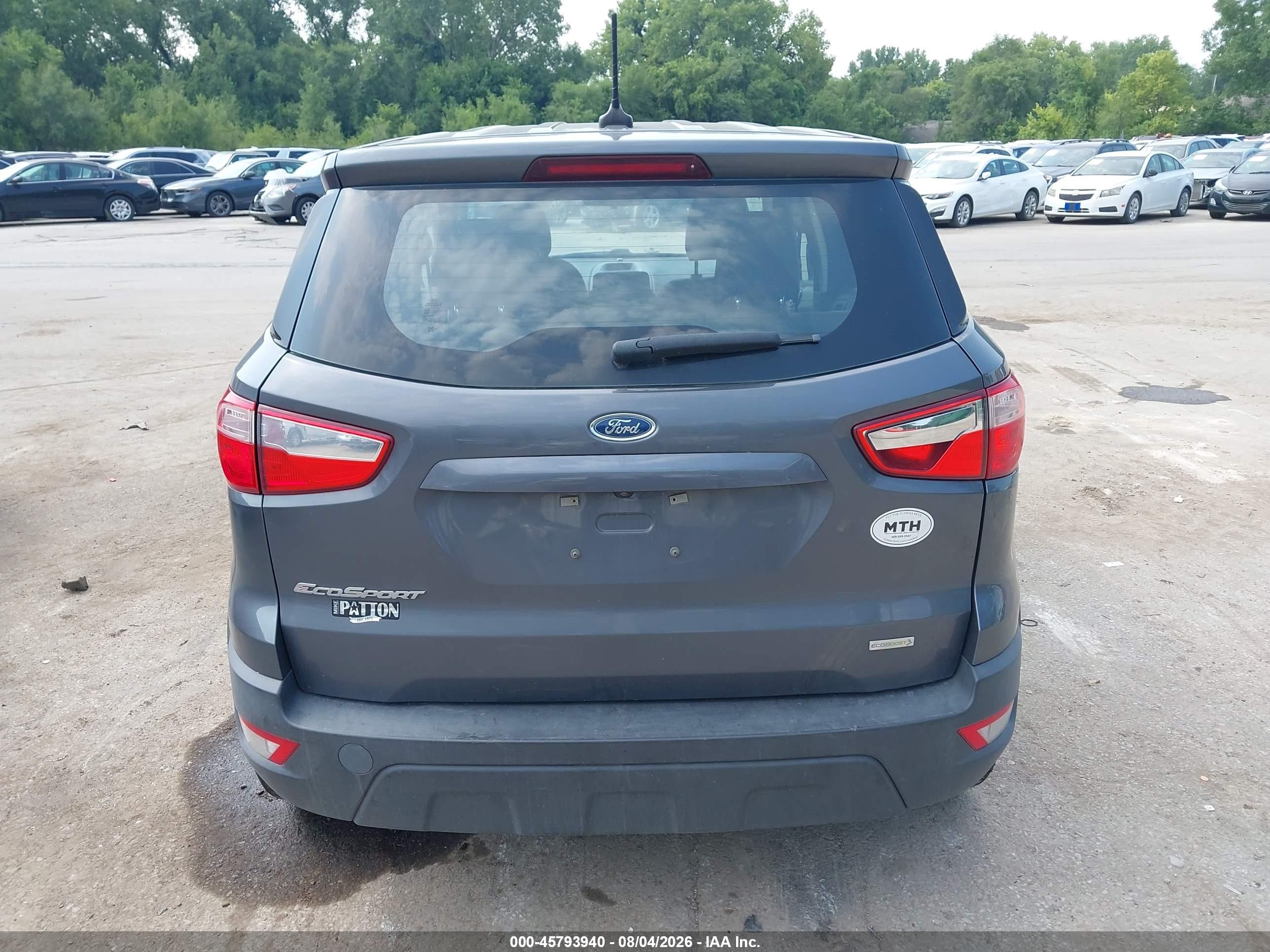 2020 Ford Ecosport S Gray vin: MAJ3S2FE7LC387094