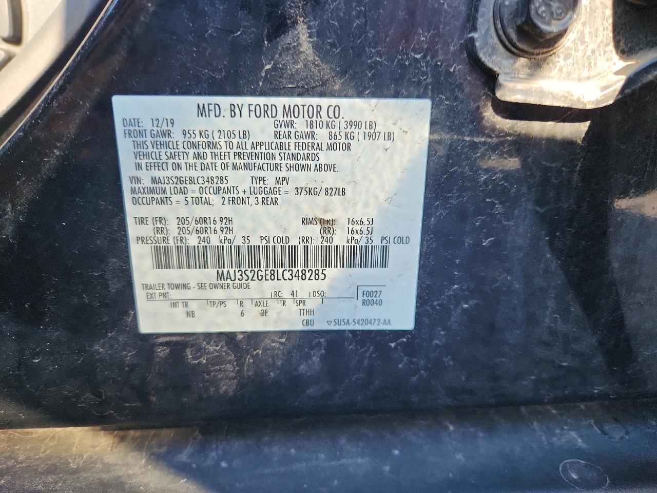 2020 Ford Ecosport Se Black vin: MAJ3S2GE8LC348285