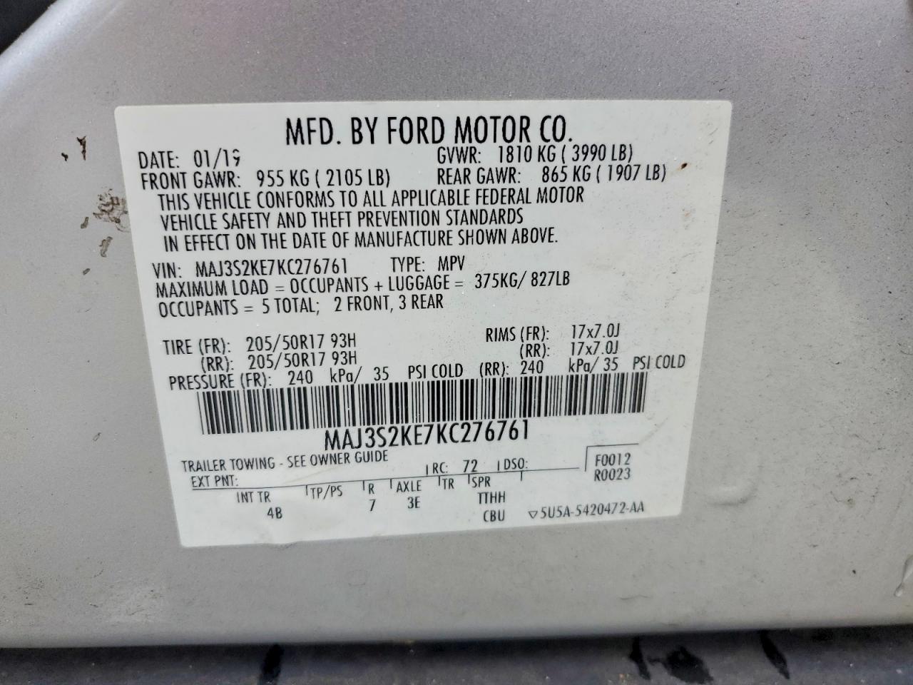 2019 Ford Ecosport Titanium Silver vin: MAJ3S2KE7KC276761