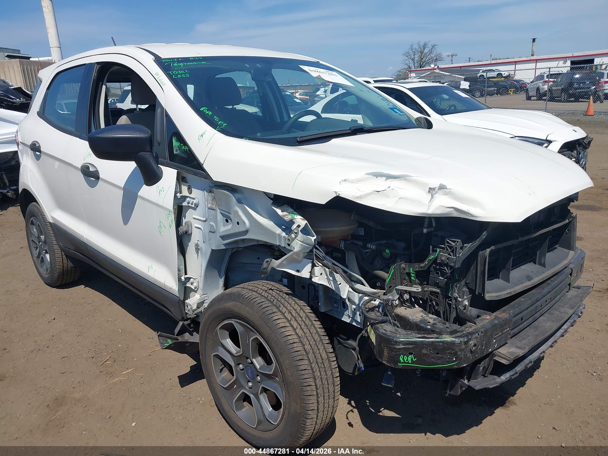 2018 Ford Ecosport S White vin: MAJ6P1SL4JC187770
