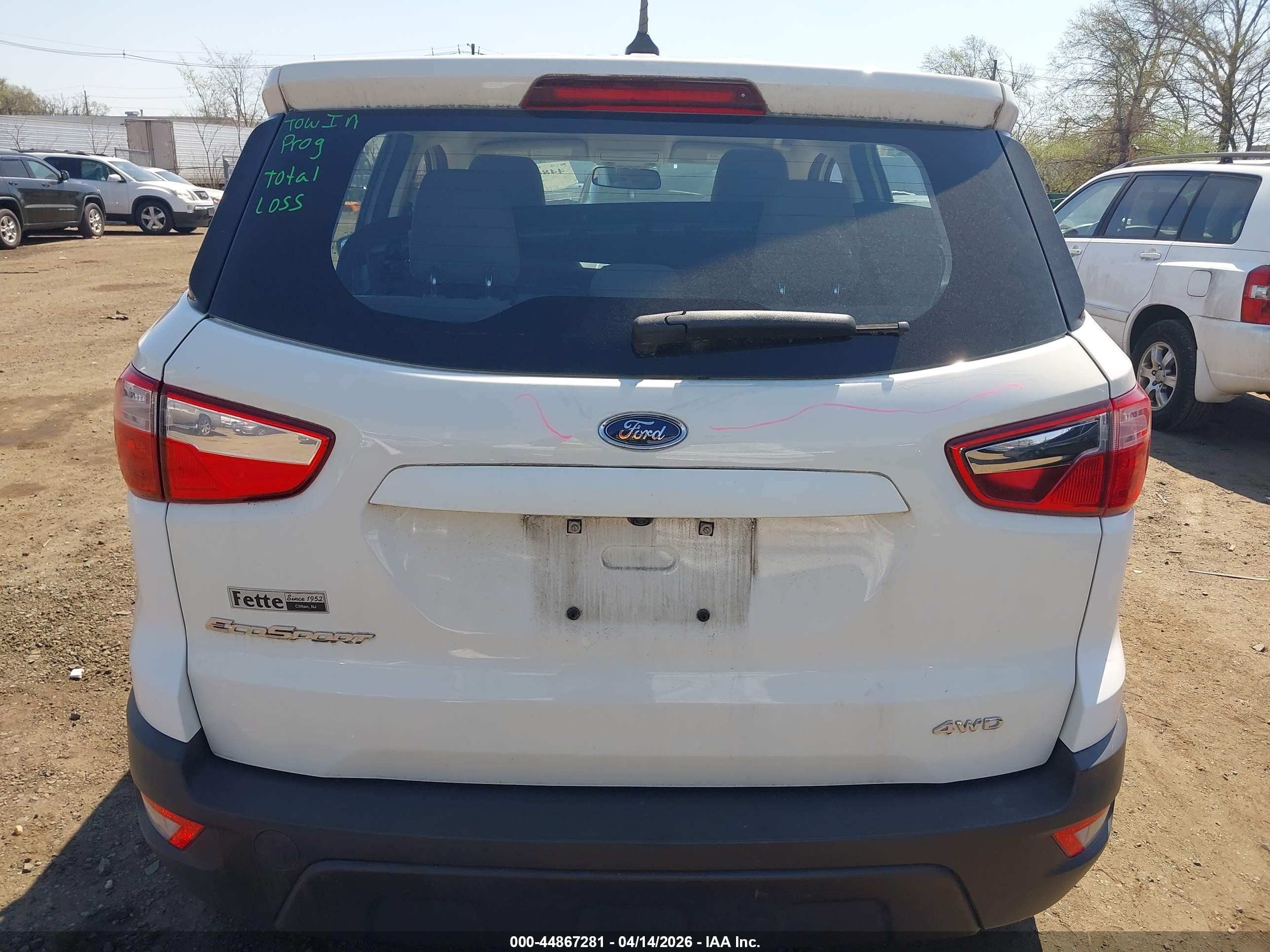 2018 Ford Ecosport S White vin: MAJ6P1SL4JC187770