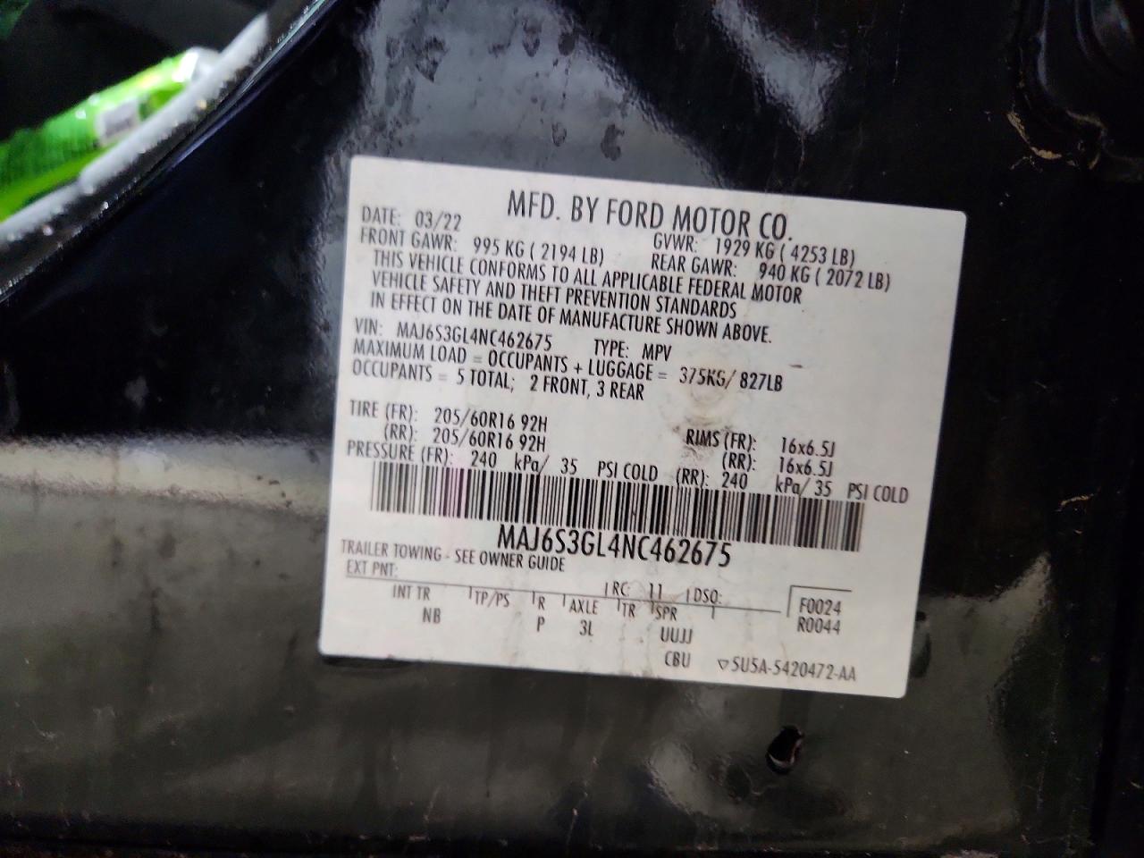 2022 Ford Ecosport Se Black vin: MAJ6S3GL4NC462675