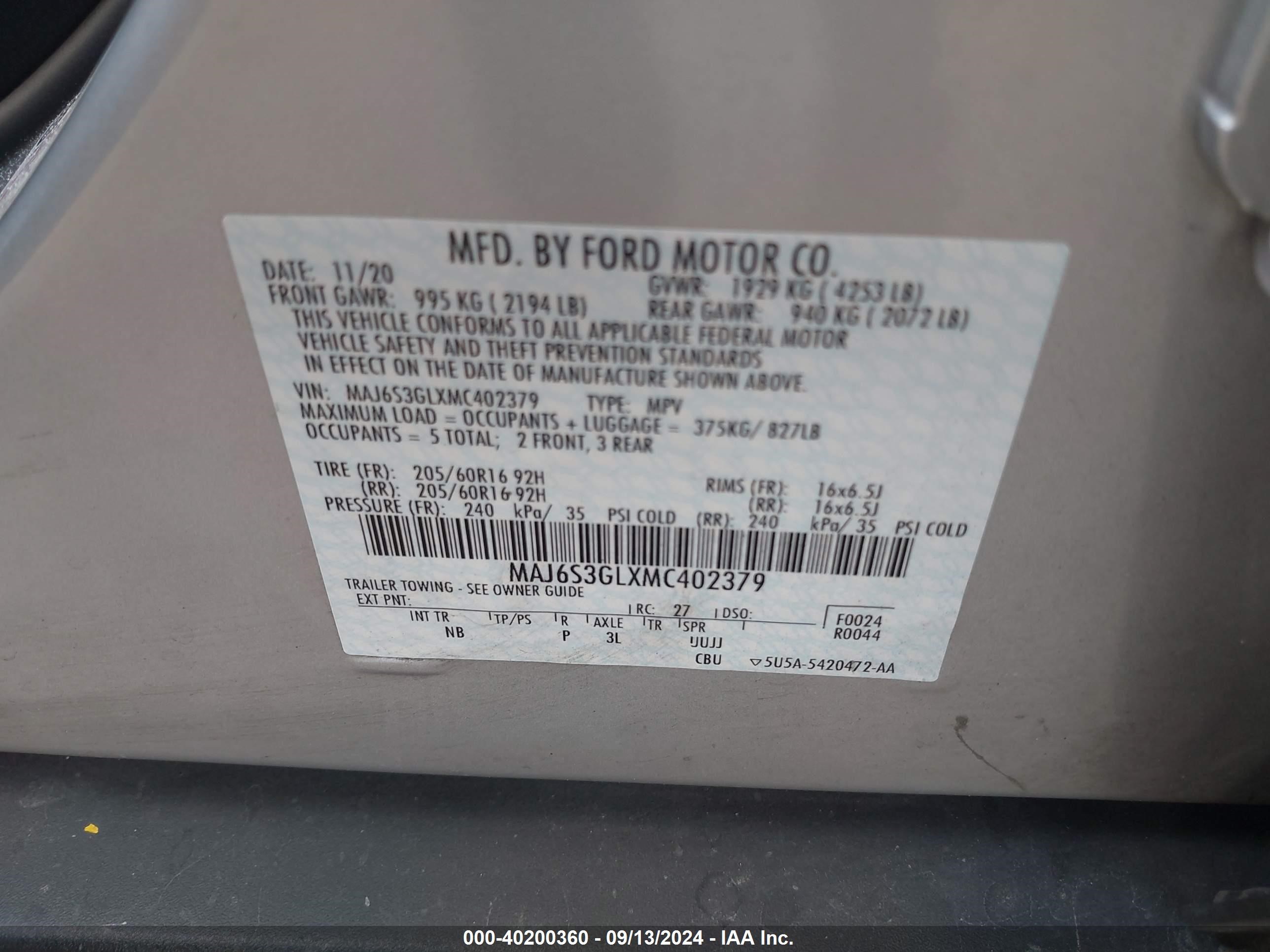 2021 Ford Ecosport Se Silver vin: MAJ6S3GLXMC402379