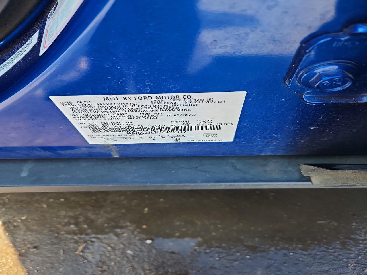 2021 Ford Ecosport Ses Blue vin: MAJ6S3JL3MC429917