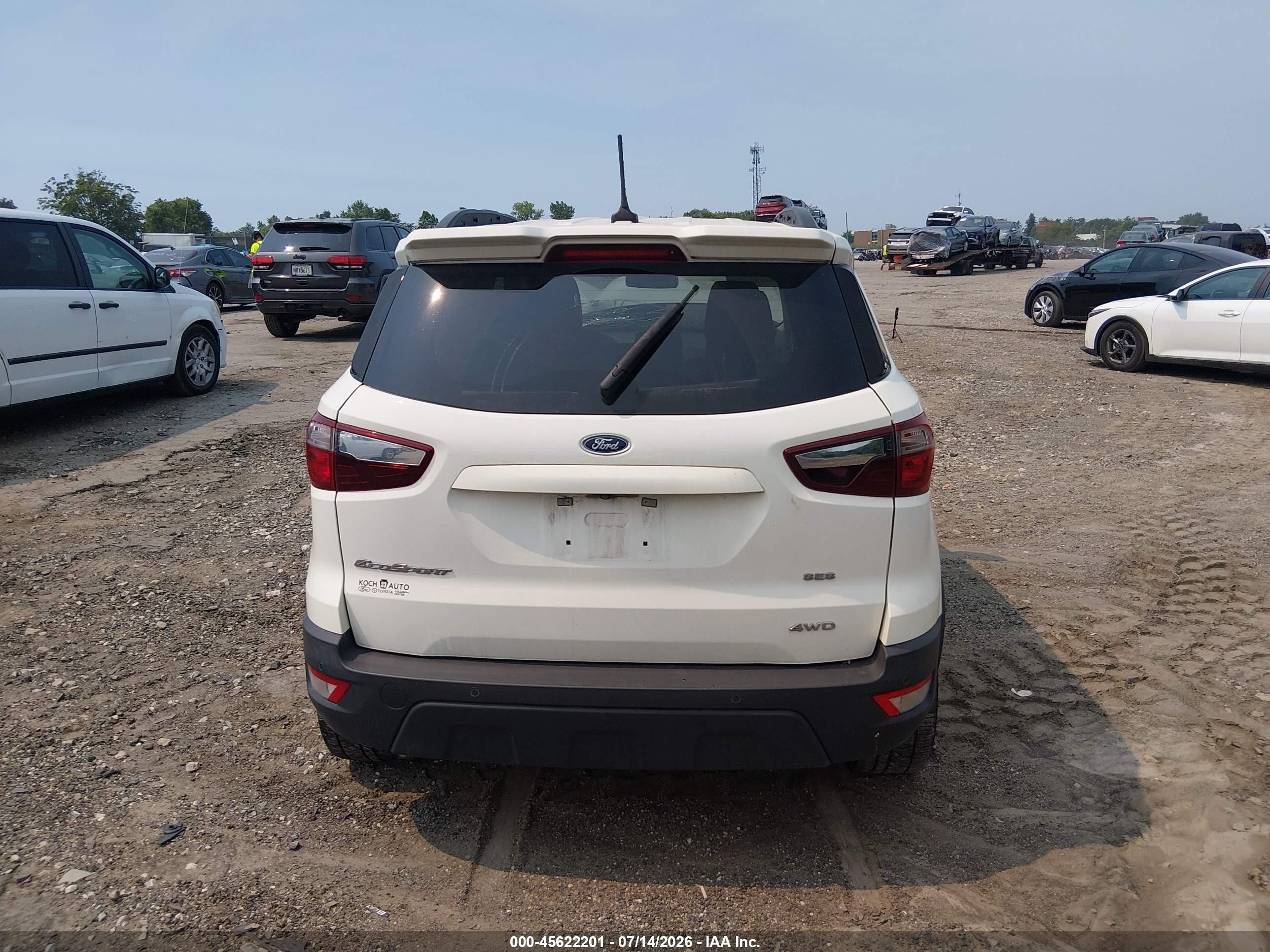 2019 Ford Ecosport Ses White vin: MAJ6S3JL8KC306613