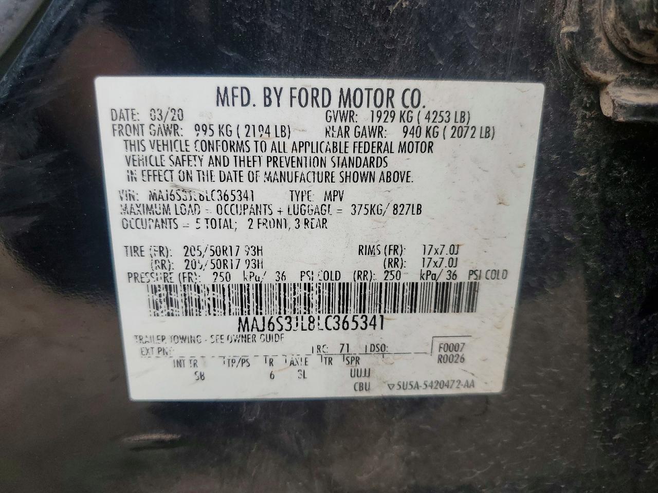 2020 Ford Ecosport Ses Black vin: MAJ6S3JL8LC365341
