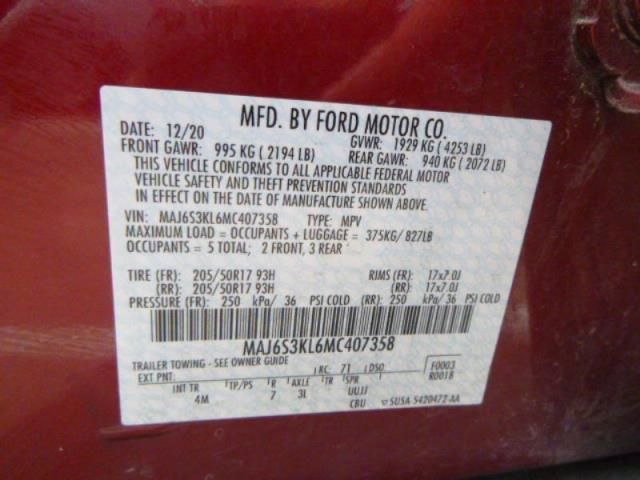 2021 Ford Ecosport Titanium Red vin: MAJ6S3KL6MC407358