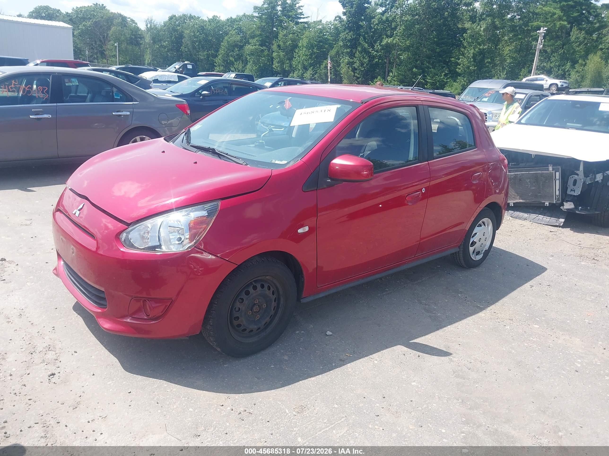 2015 Mitsubishi Mirage De/rf Red vin: ML32A3HJ0FH046459