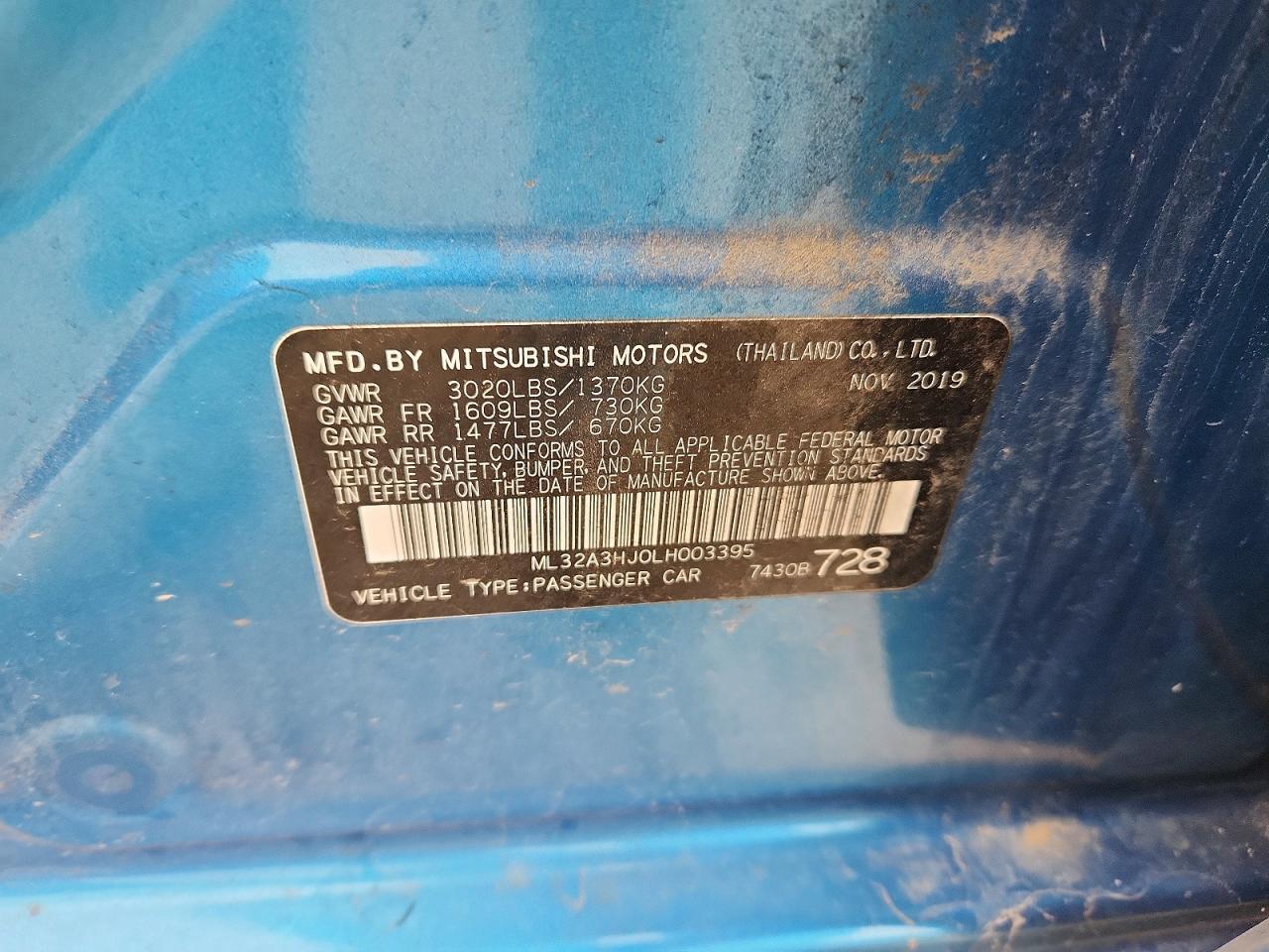 2020 Mitsubishi Mirage Es Blue vin: ML32A3HJ0LH003395