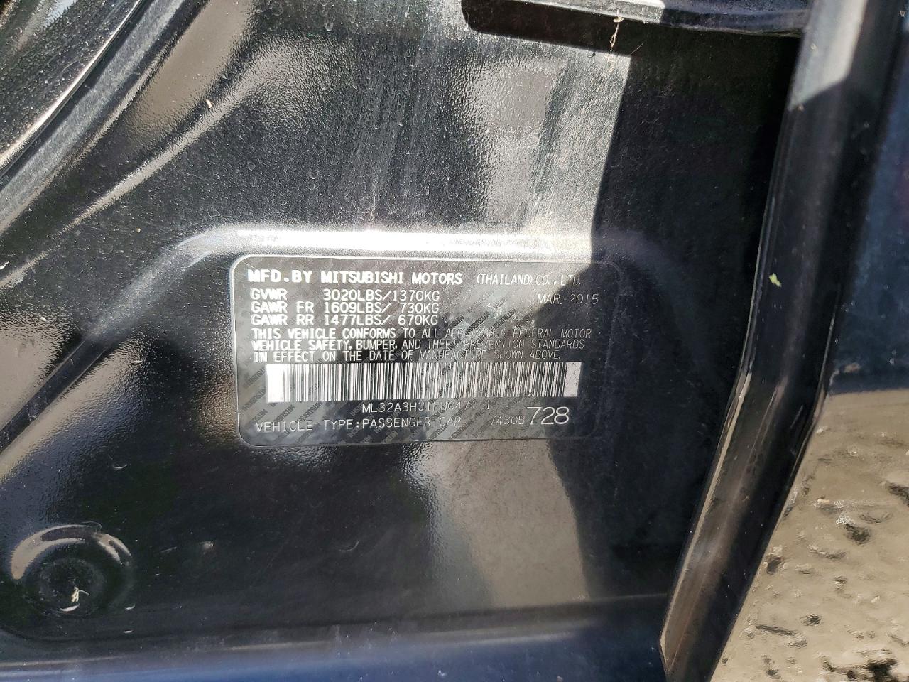 2015 Mitsubishi Mirage De Black vin: ML32A3HJ1FH047121