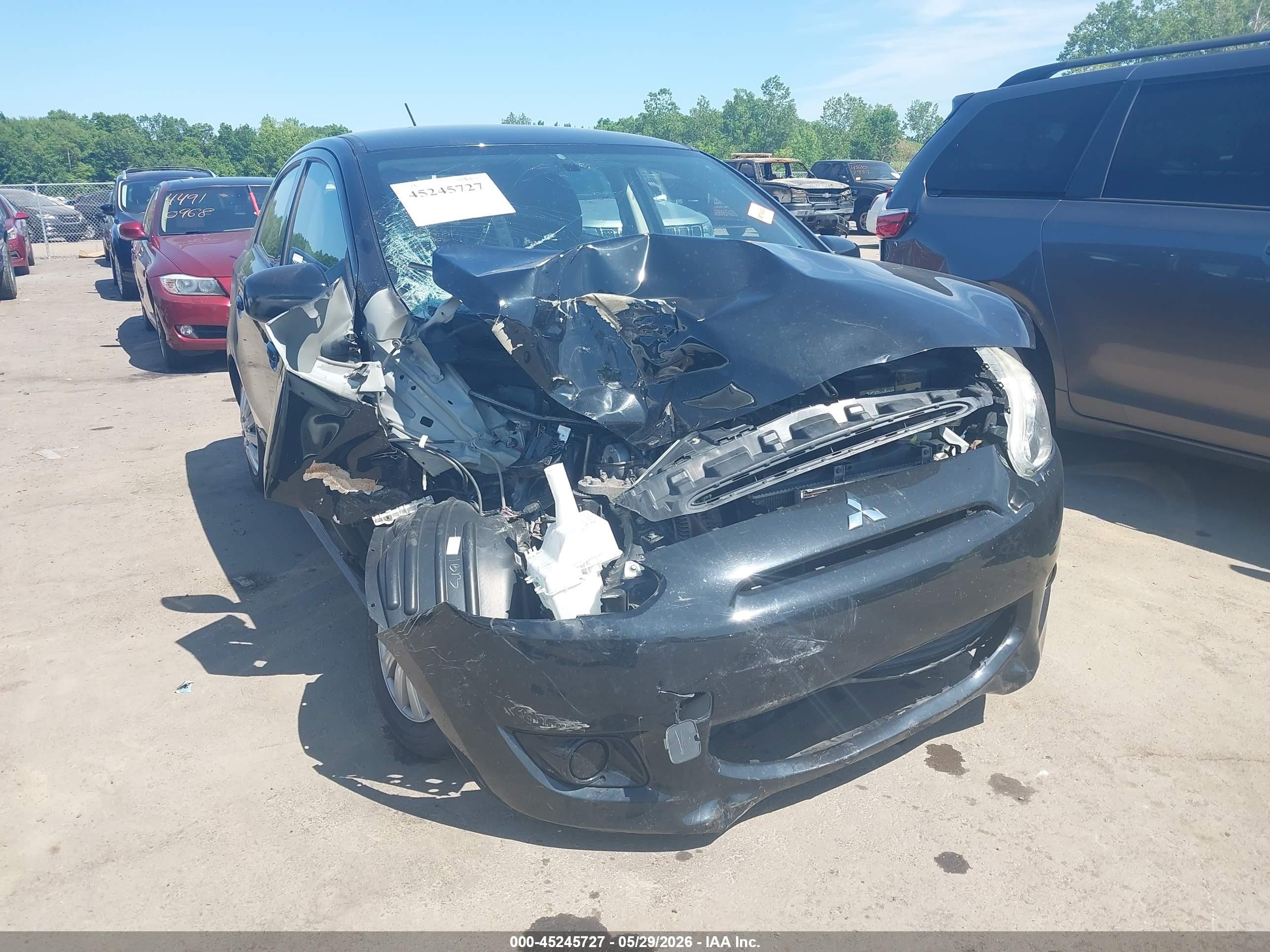 2015 Mitsubishi Mirage De/rf Black vin: ML32A3HJ1FH058894