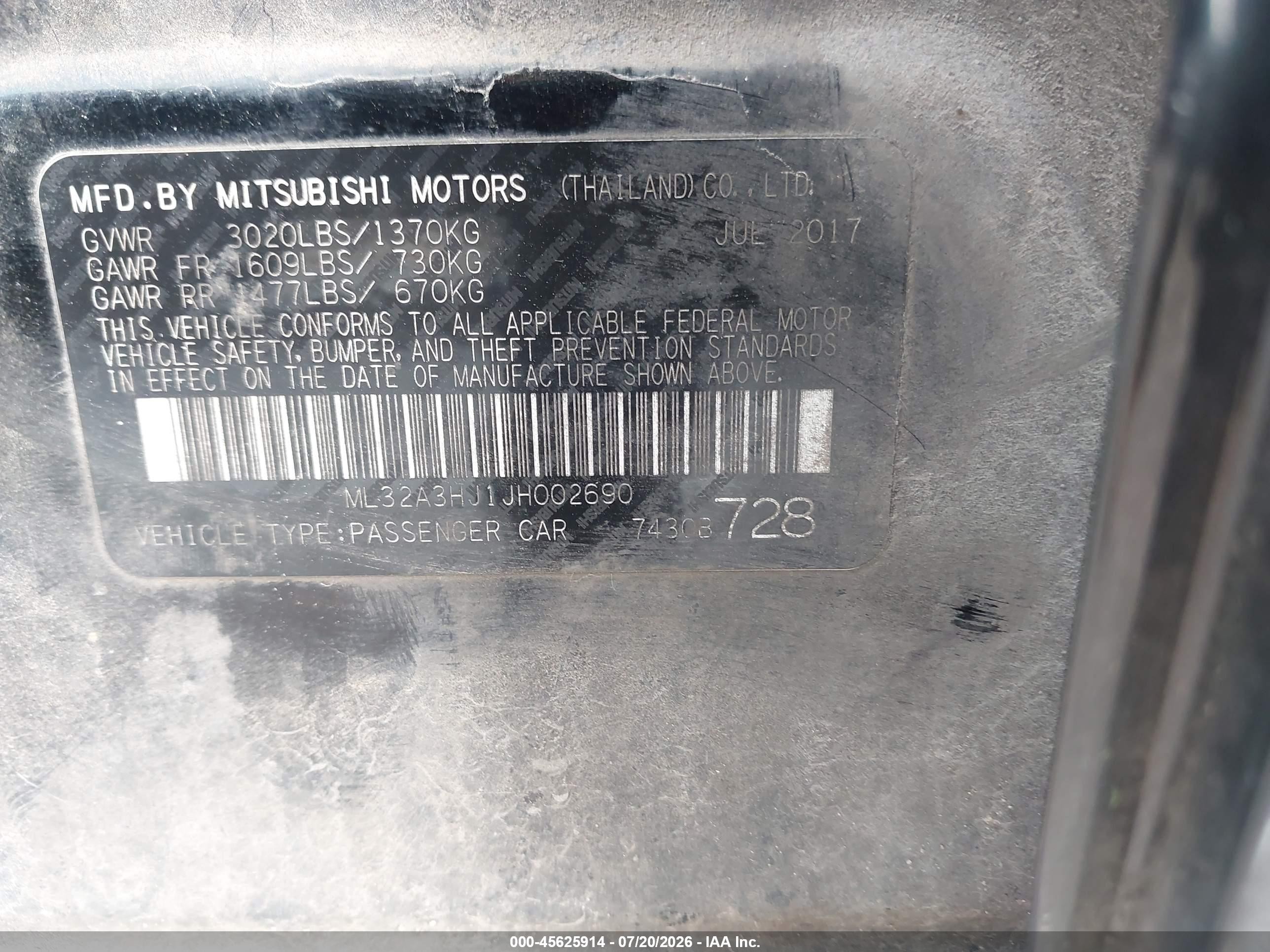2018 Mitsubishi Mirage Es Black vin: ML32A3HJ1JH002690