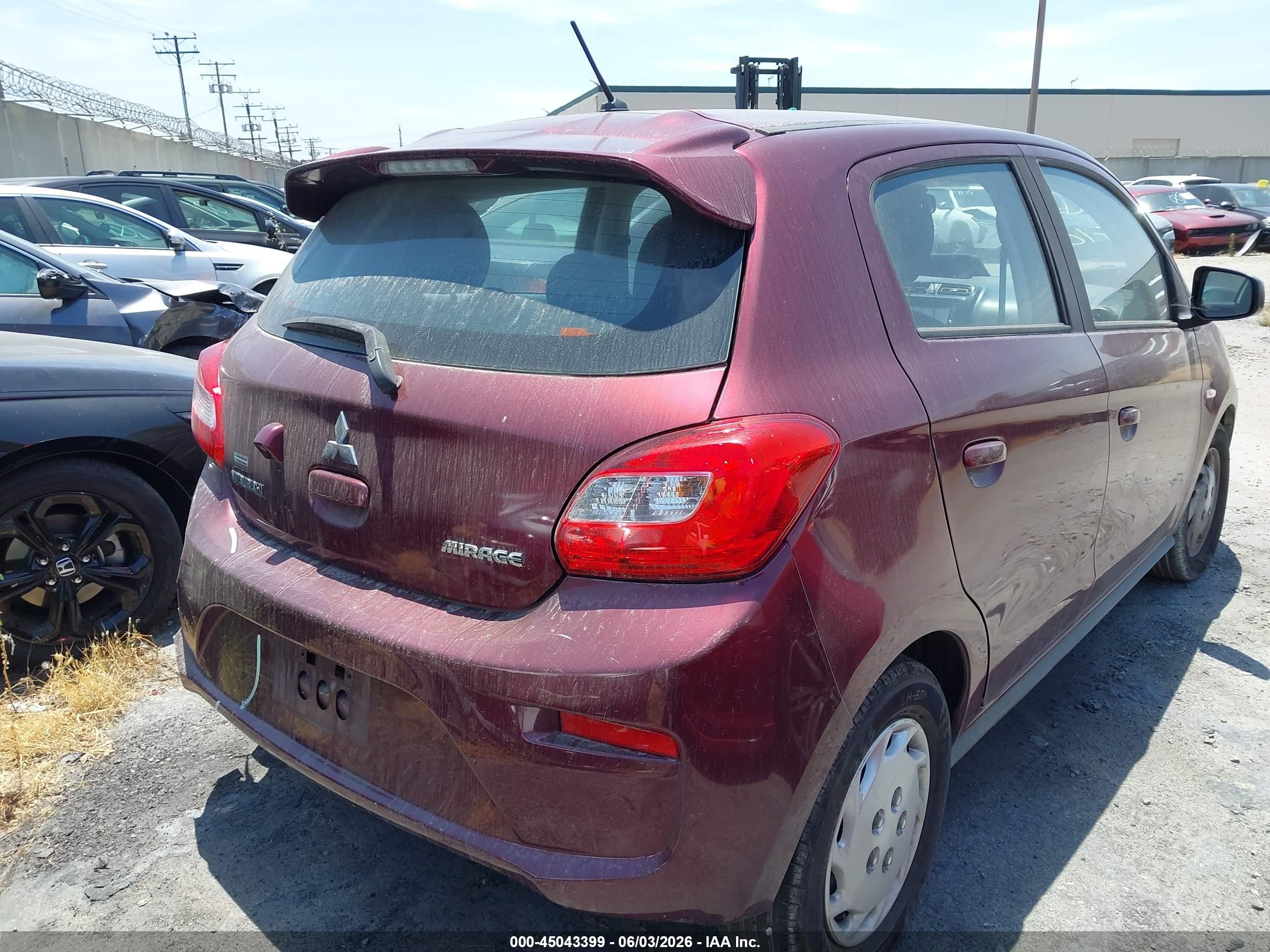 2019 Mitsubishi Mirage Es/rf Бордовый vin: ML32A3HJ1KH014842