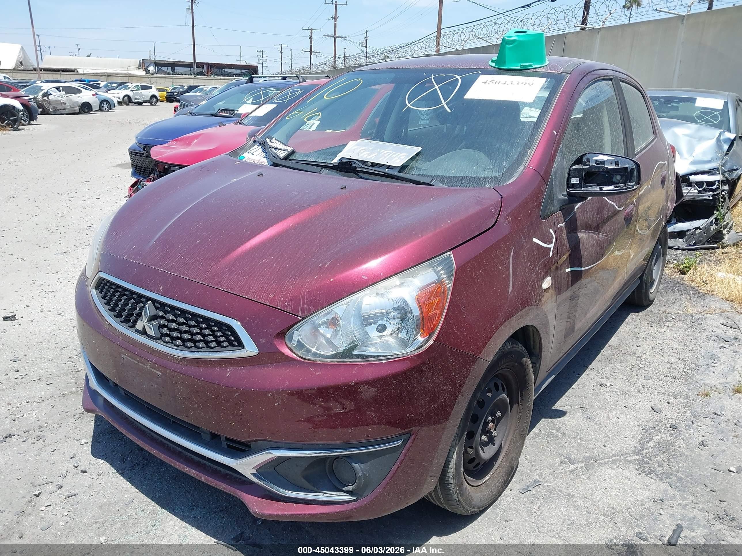 2019 Mitsubishi Mirage Es/rf Бордовый vin: ML32A3HJ1KH014842