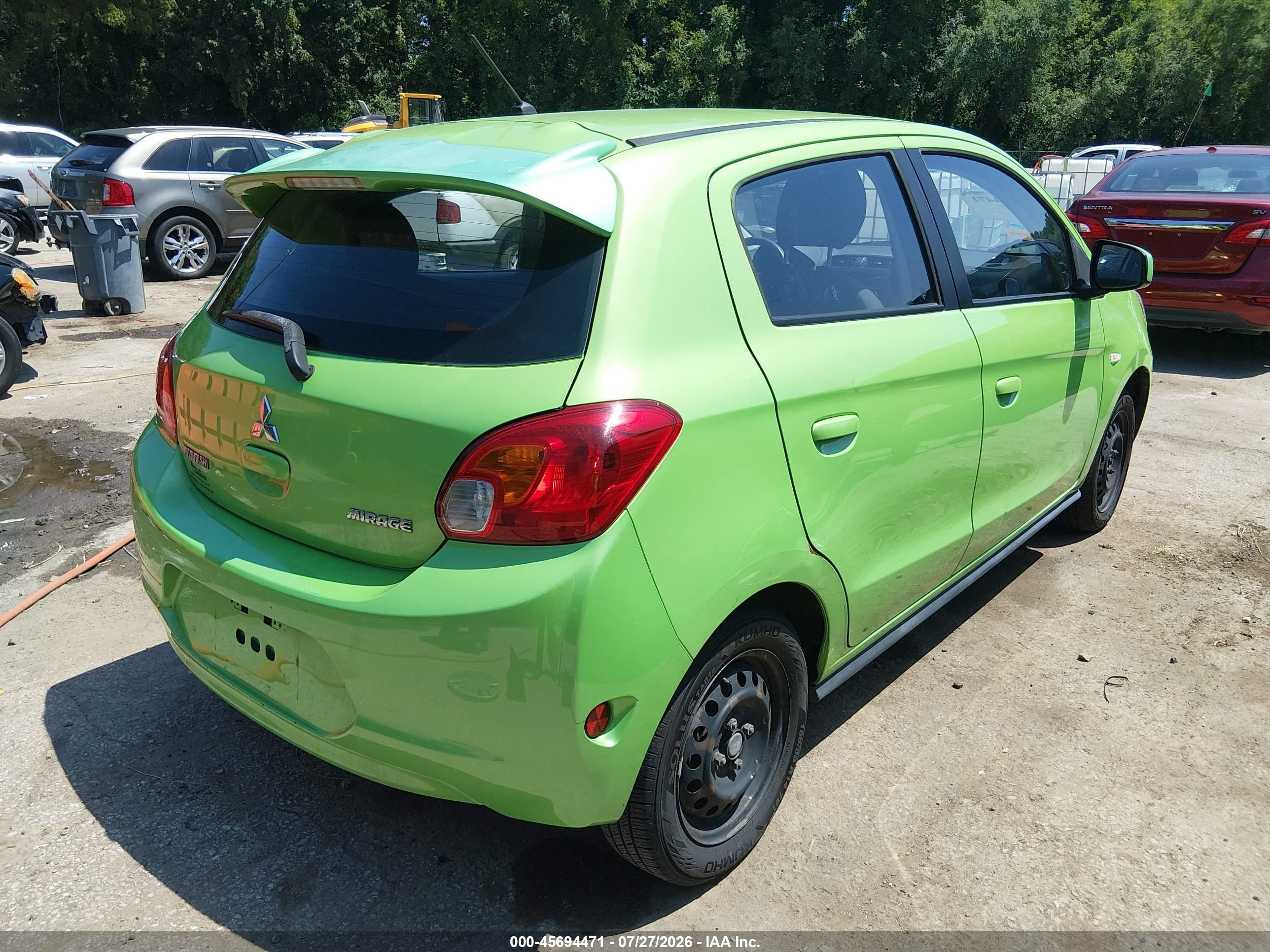2015 Mitsubishi Mirage De Green vin: ML32A3HJ3FH008983