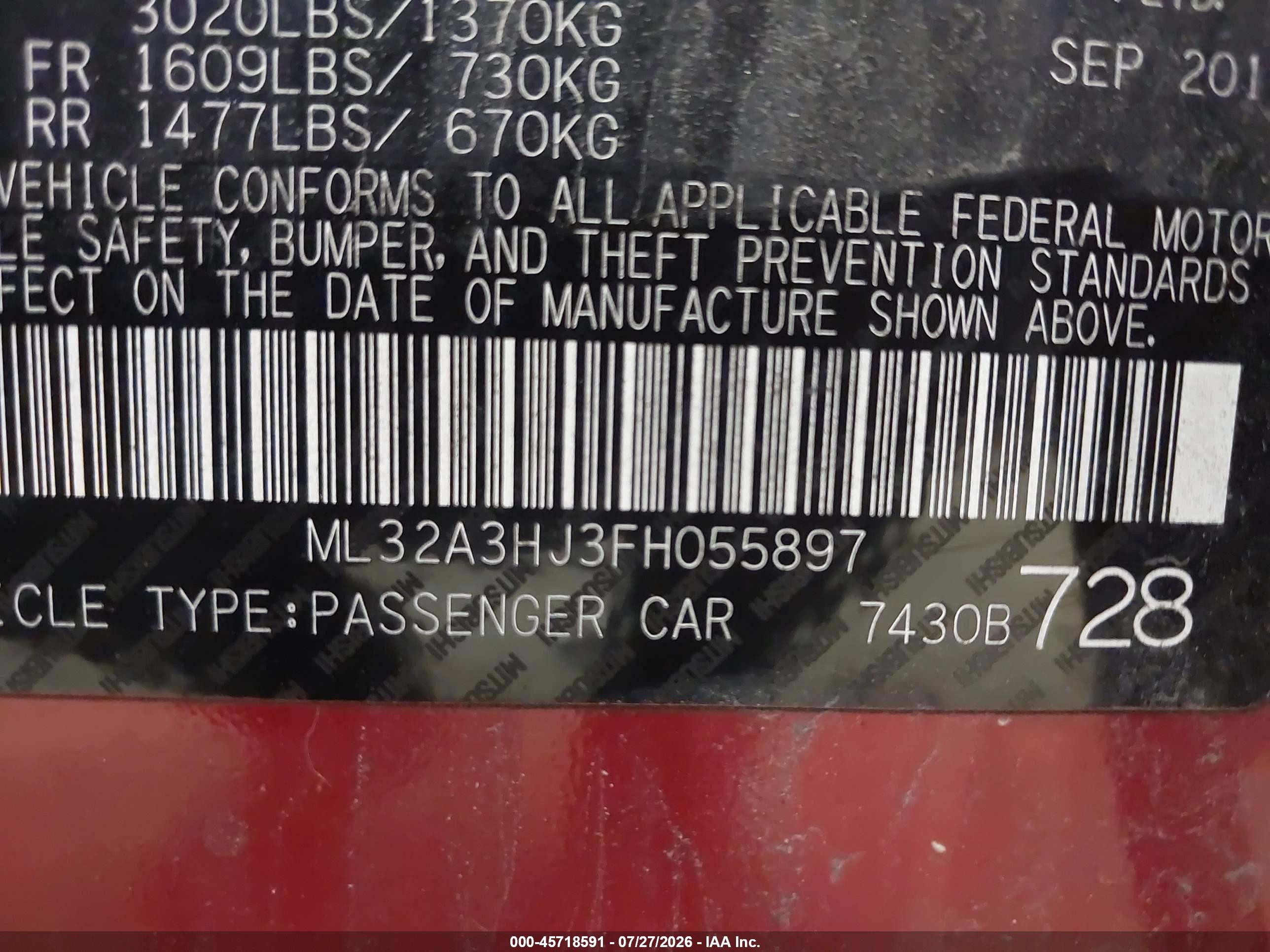 2015 Mitsubishi Mirage De Красный vin: ML32A3HJ3FH055897