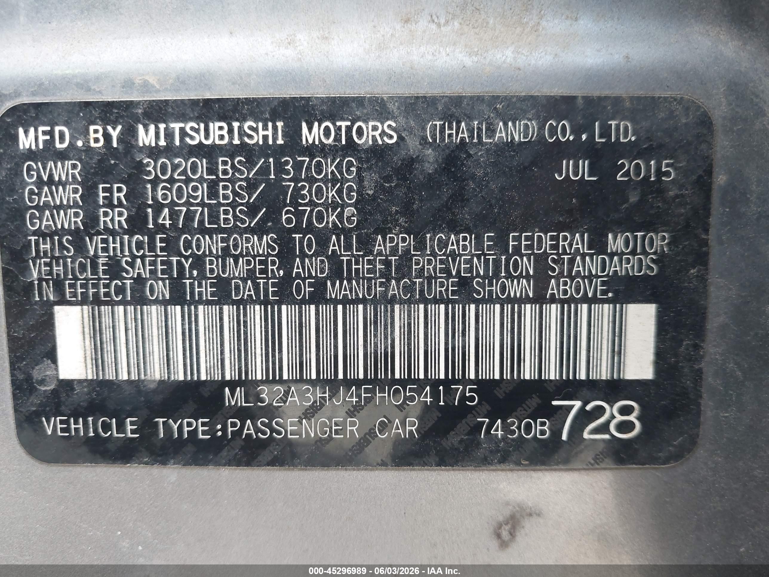2015 Mitsubishi Mirage De Silver vin: ML32A3HJ4FH054175