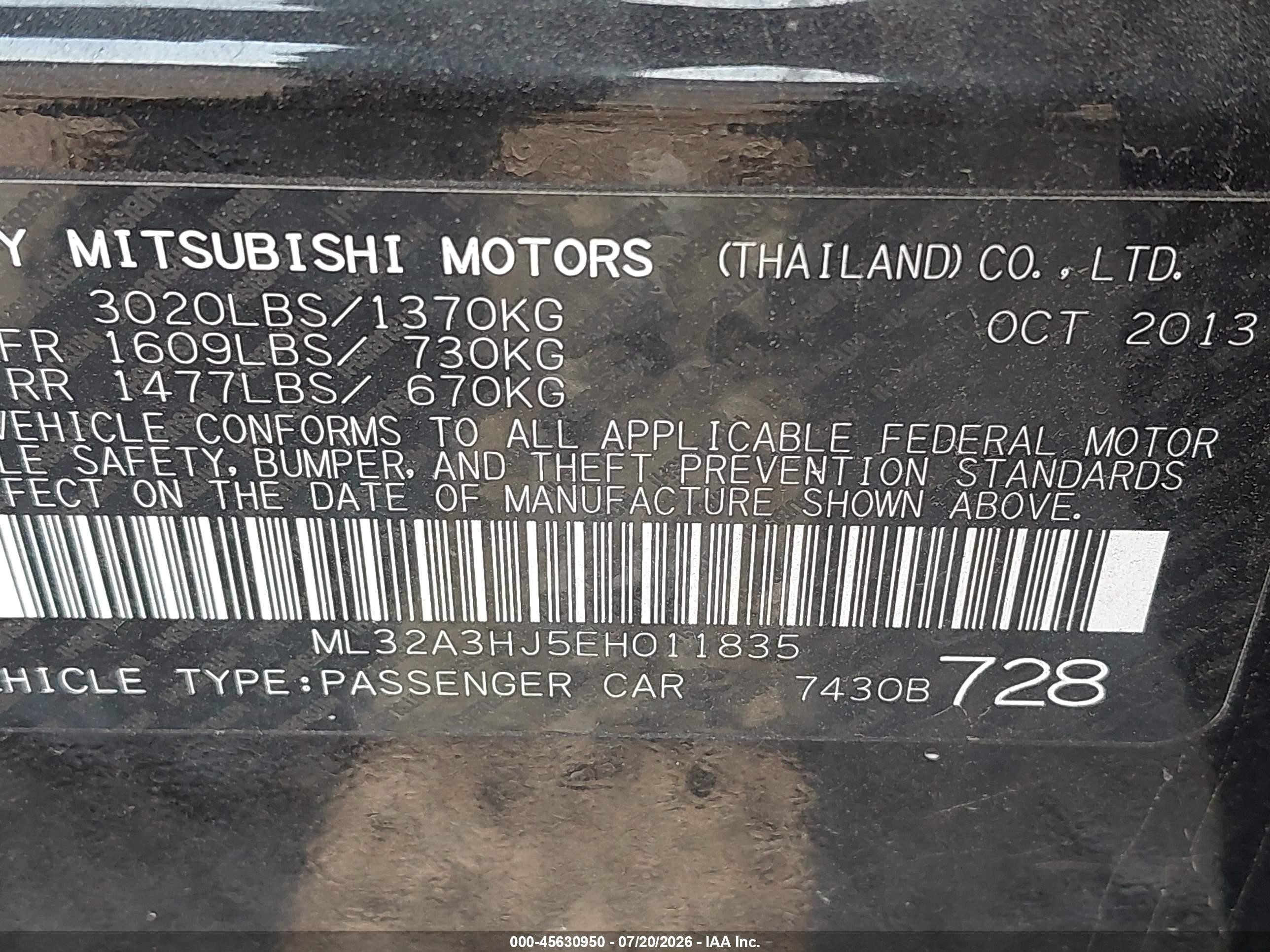 2014 Mitsubishi Mirage De Черный vin: ML32A3HJ5EH011835