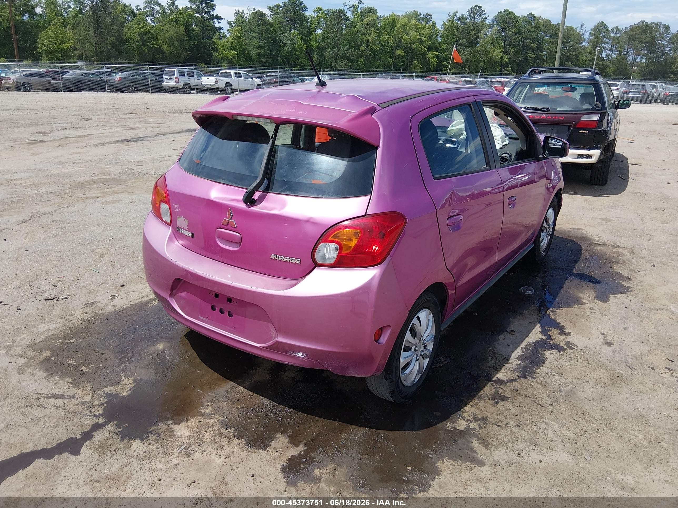 2015 Mitsubishi Mirage De/rf Pink vin: ML32A3HJ5FH004739