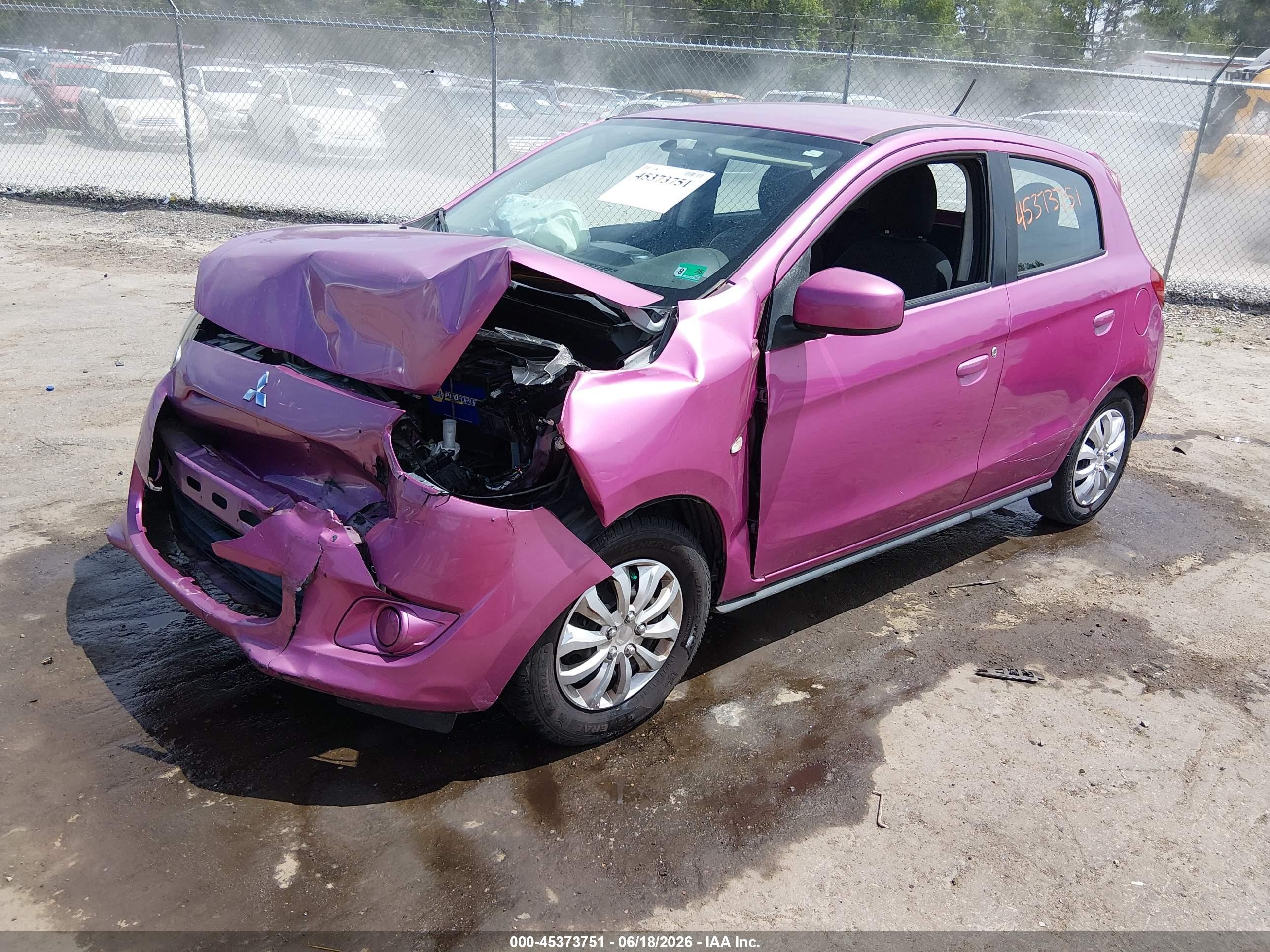 2015 Mitsubishi Mirage De/rf Pink vin: ML32A3HJ5FH004739