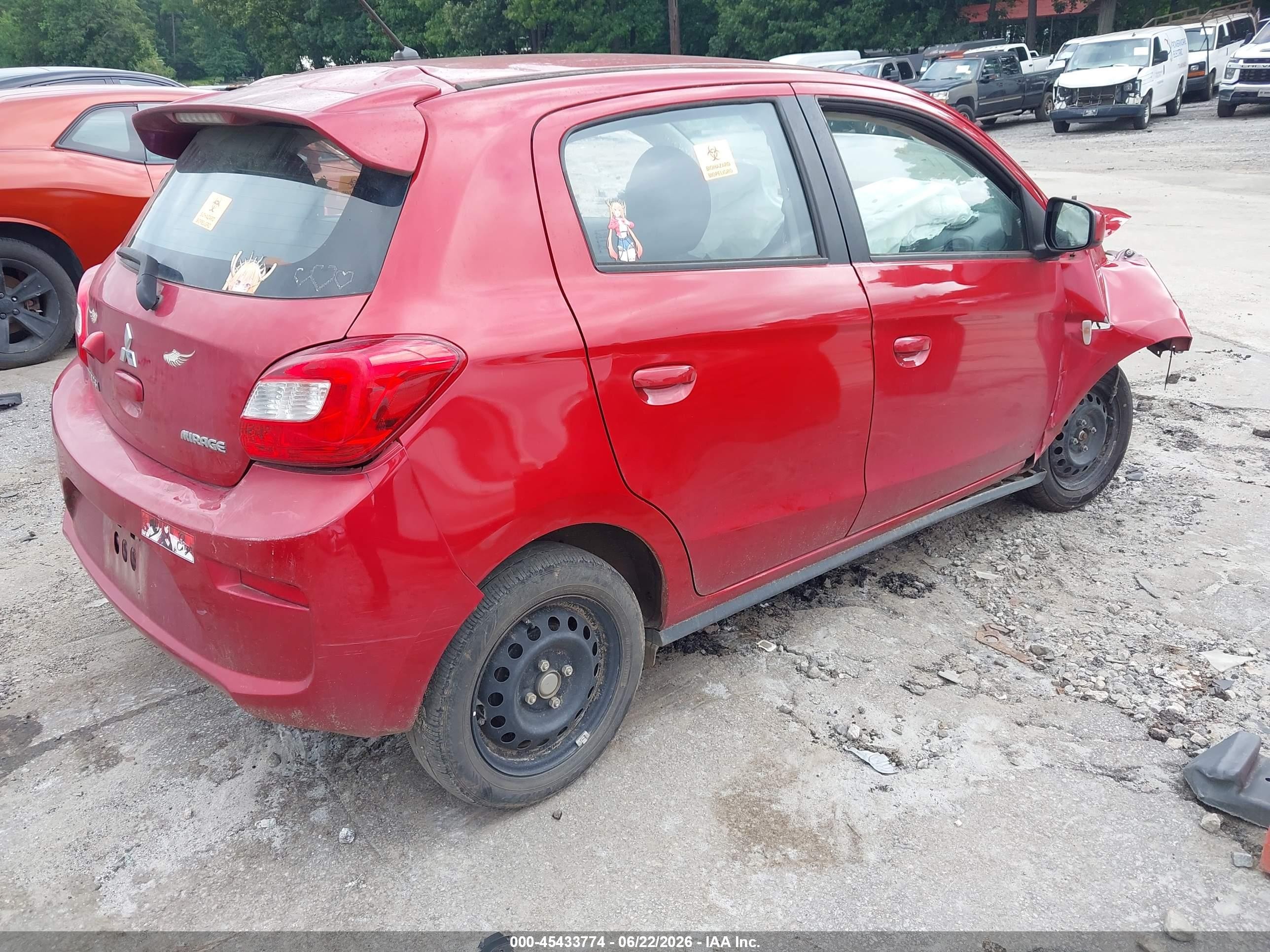 2019 Mitsubishi Mirage Es/rf Red vin: ML32A3HJ5KH007361